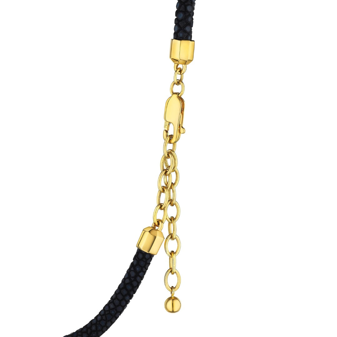DouDou Abyss Baroque Pearl Amulet, 18K Yellow Gold on Stingray Leather