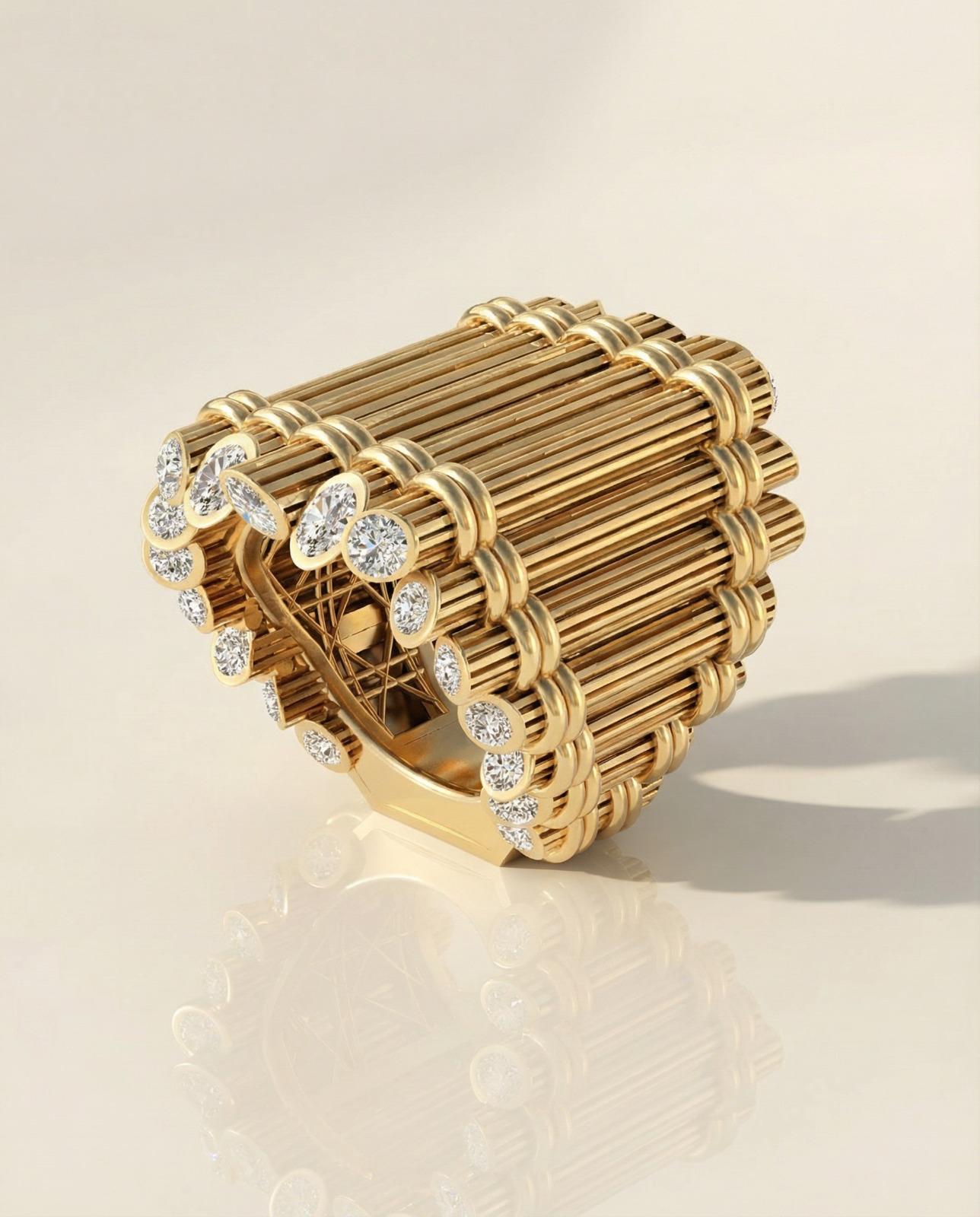 Archive No. 1 | Fagot de Cannes Maxi ring, 18K Yellow Gold and diamonds