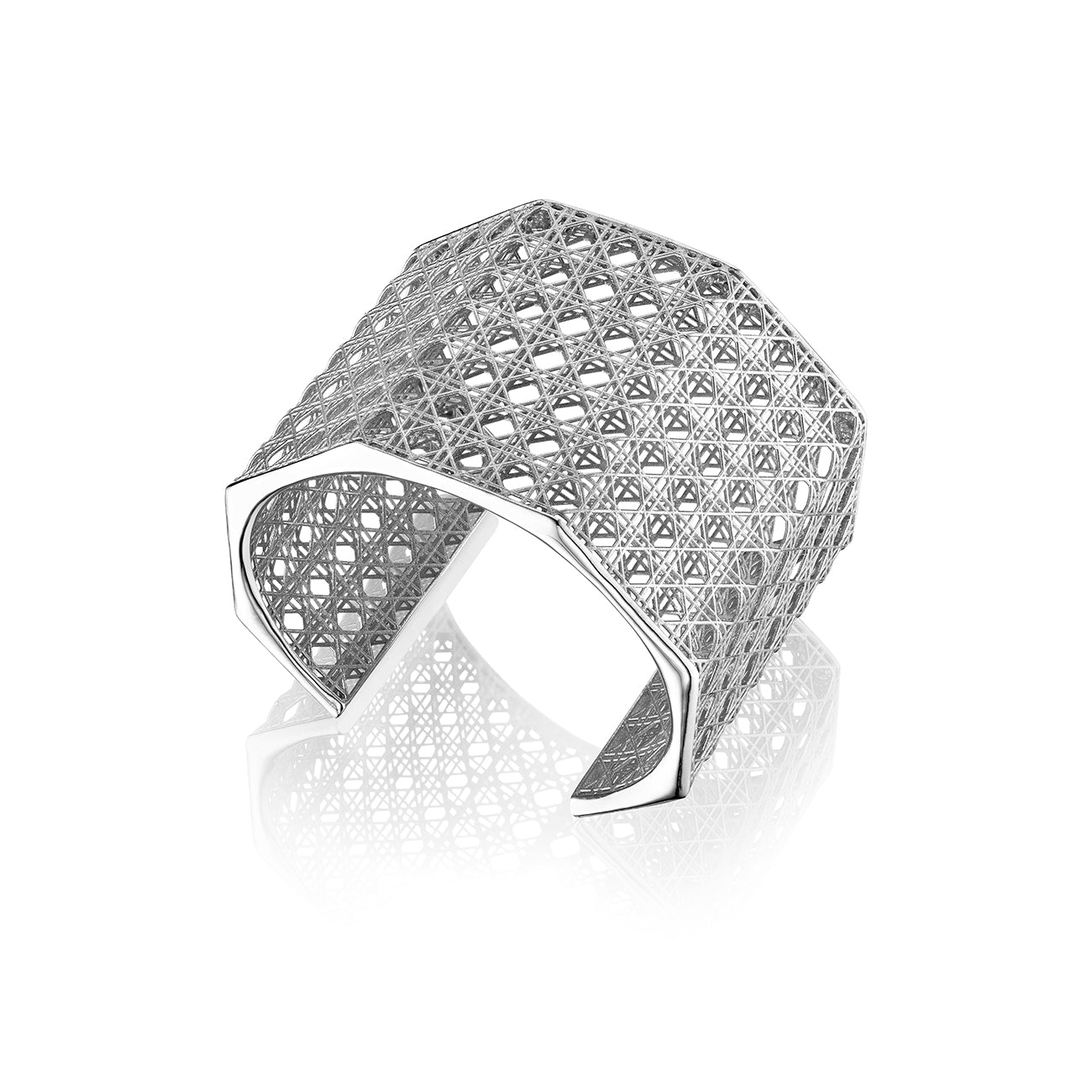 Doudou Wide Cuff Bracelet, 18K White Gold