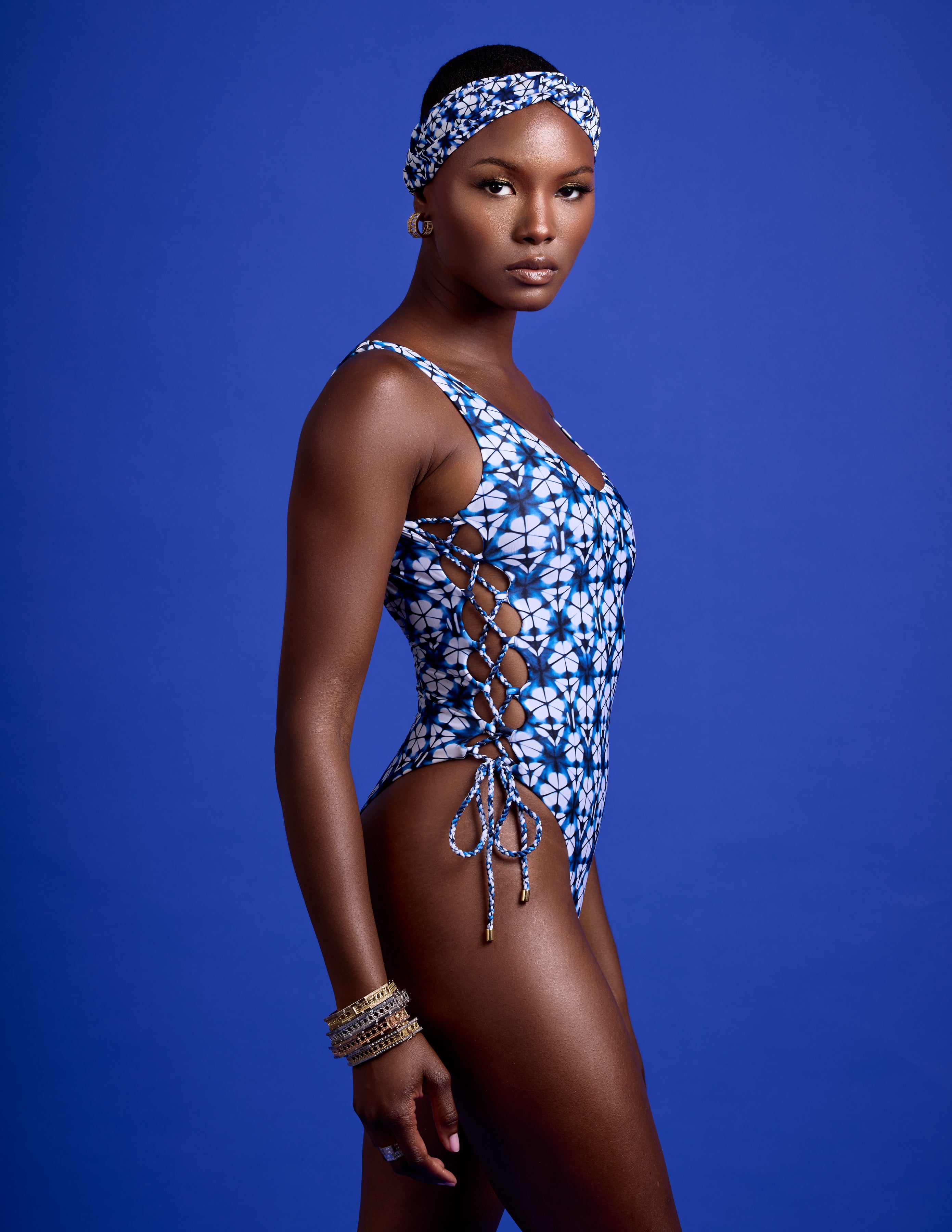 Flamands lace-up one-piece swimsuit