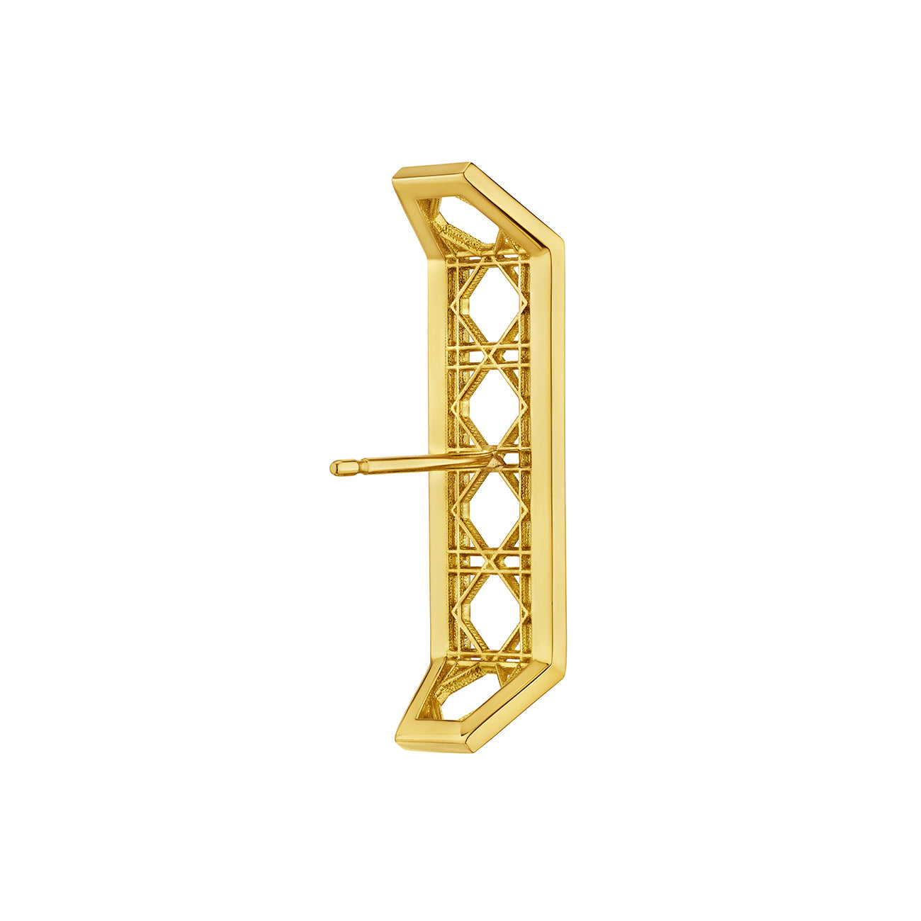 MoAnA LUU Doudou cuff earrings in 18K yellow gold, featuring openwork cane-woven detail inspired by Caribbean fish traps.