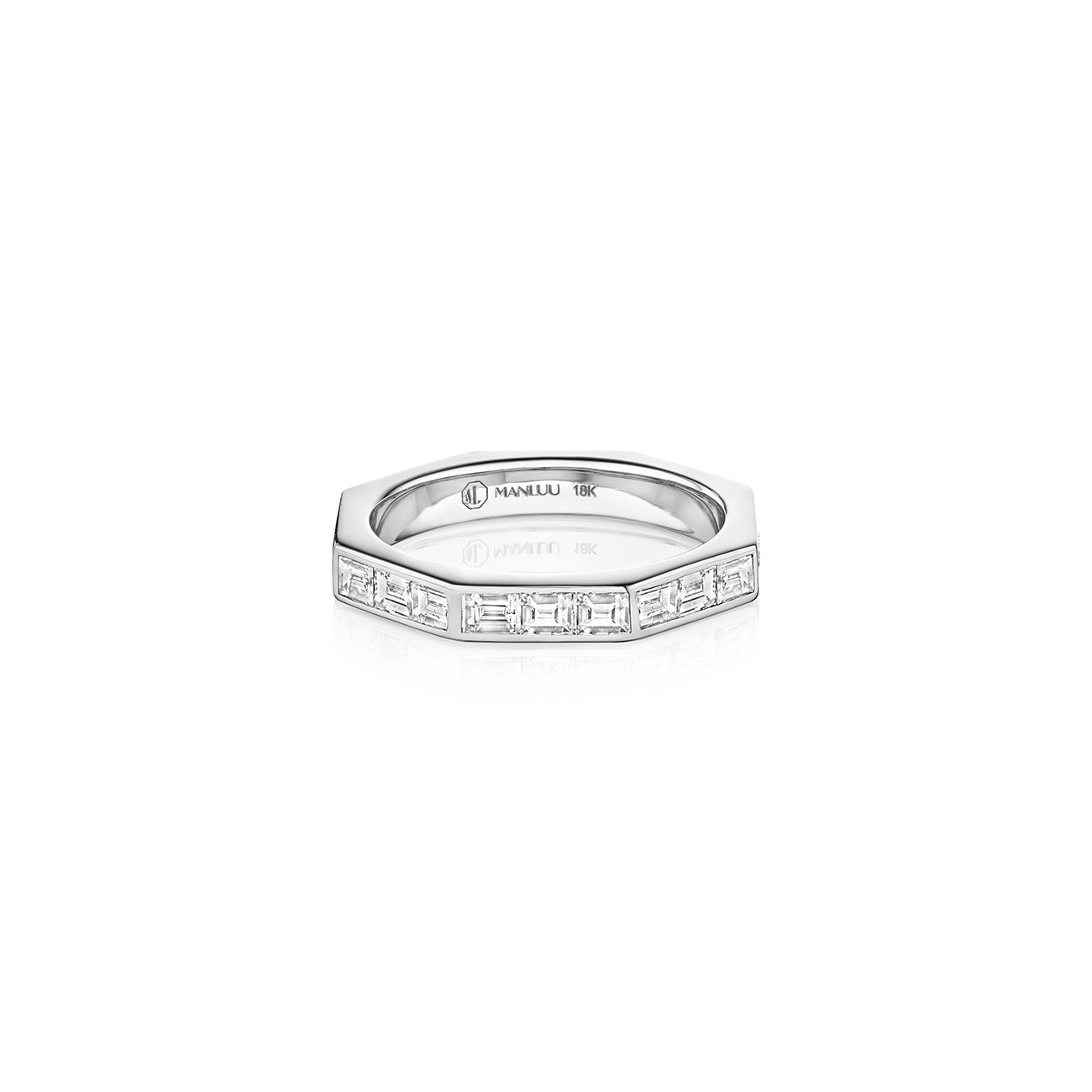 Ti Eternity Ring, 18K White Gold and Baguette Diamonds