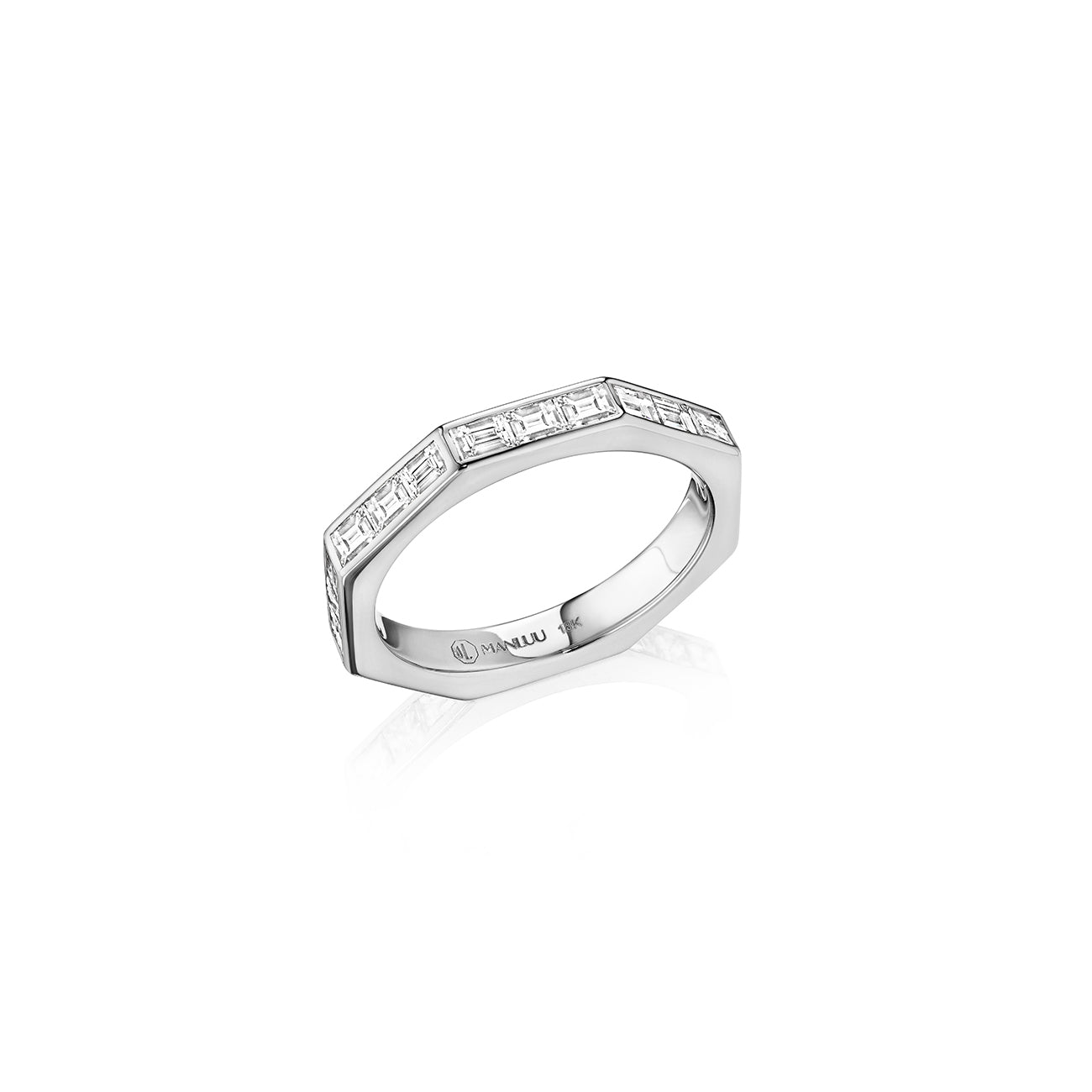 Ti Eternity Ring, 18K White Gold and Baguette Diamonds
