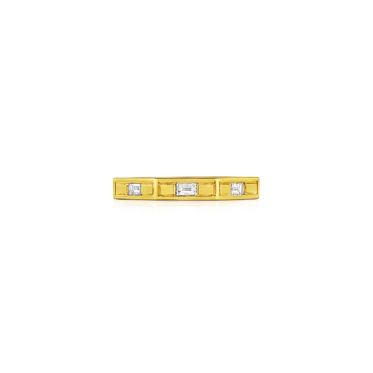 Ti Narrow Ring, 18K Yellow Gold and Baguette Diamonds