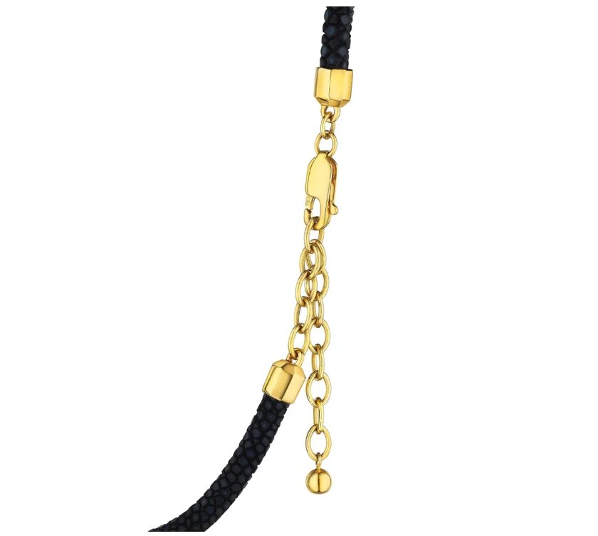 Maxi Dlo Pear Shape pendant, 18K Yellow Gold and Citrine on Stingray leather cord
