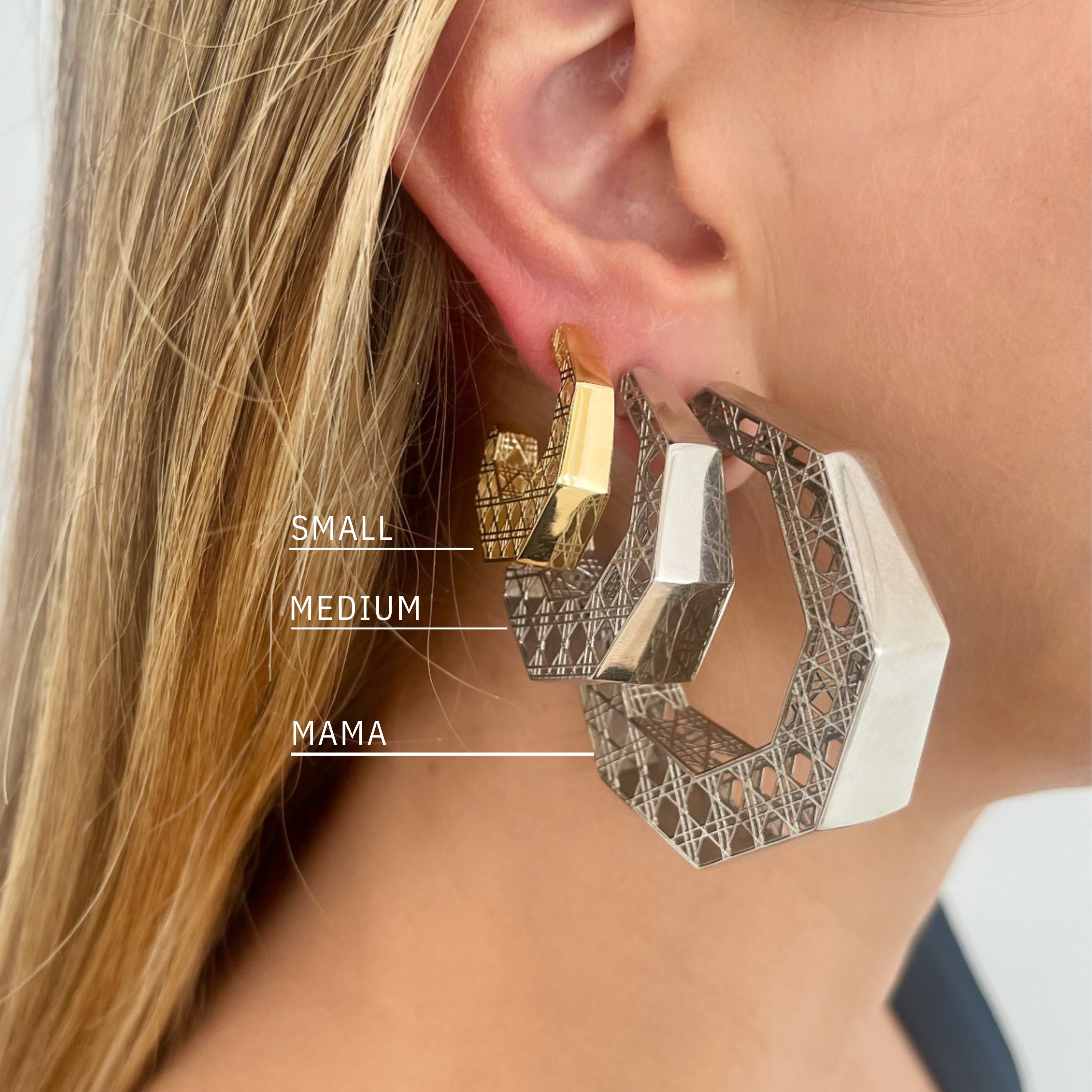 Doudou Creole Medium Hoop Earrings, 18K White Gold