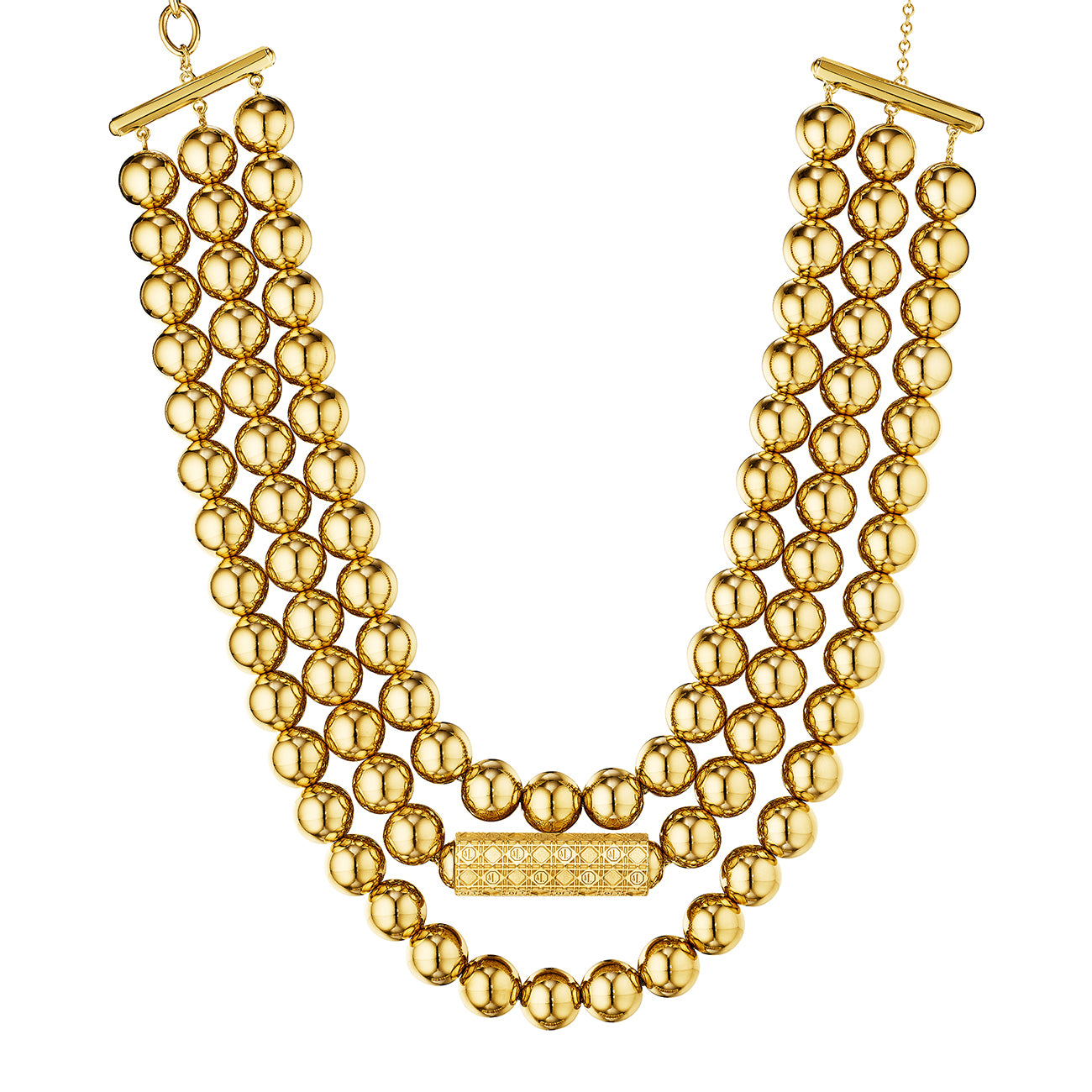 MoAnA LUU Beads necklace with barrel lock in vermeil, inspired by Creole jewelry.