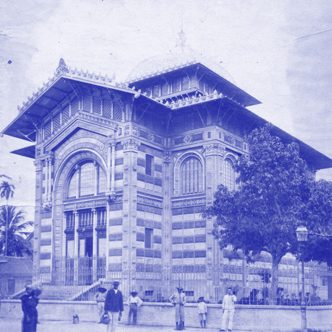 Vintage postcard showing Bibliotheque Schoelcher