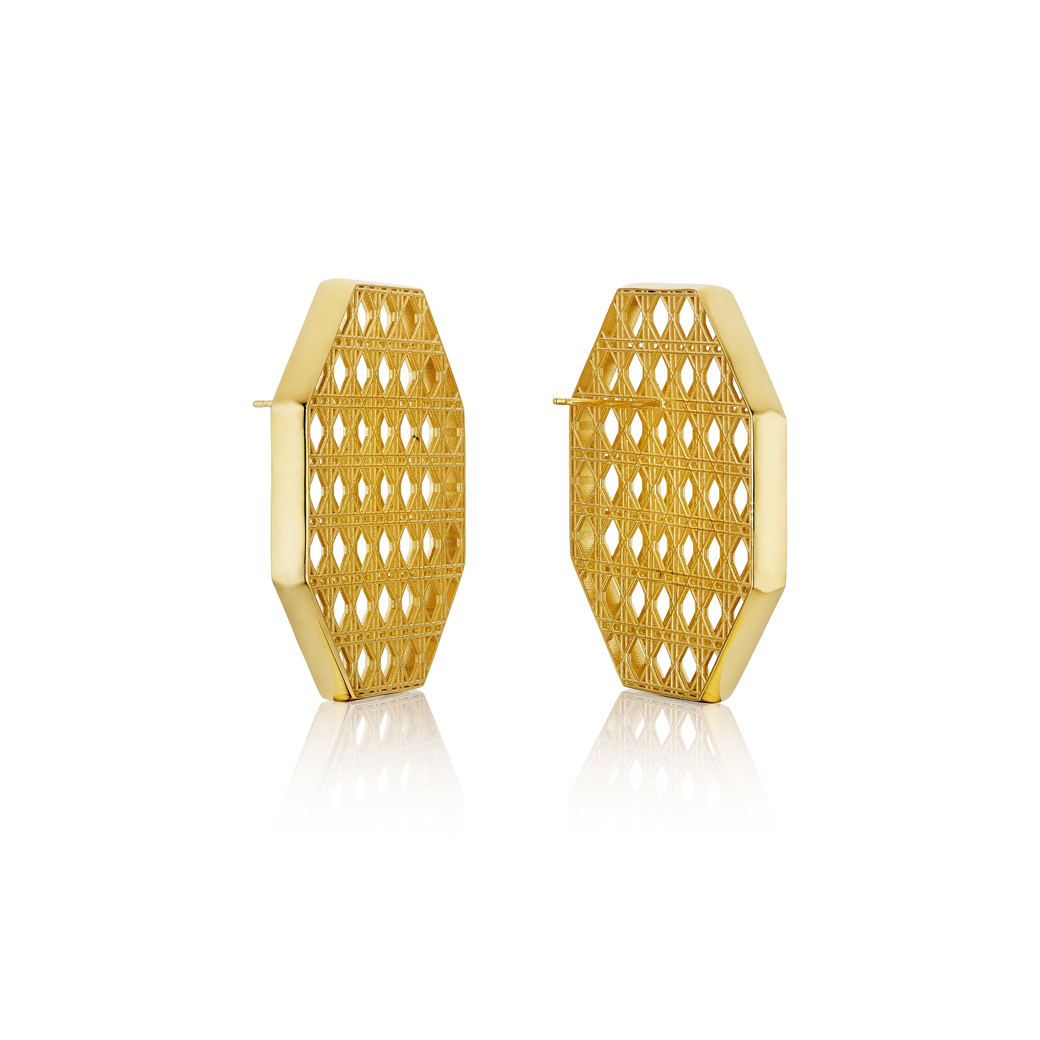 Doudou Octagonal Earrings, 18K Yellow Gold