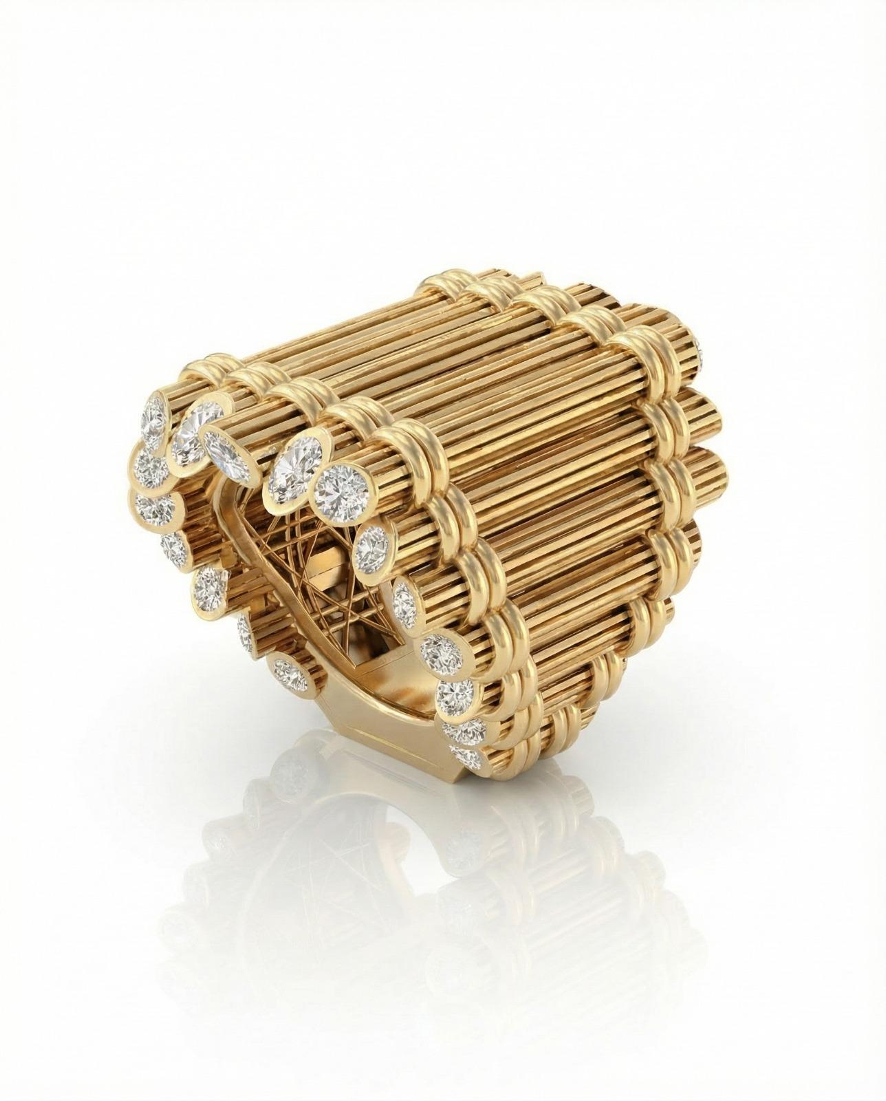 Archive No. 1 | Fagot de Cannes Maxi ring, 18K Yellow Gold and diamonds