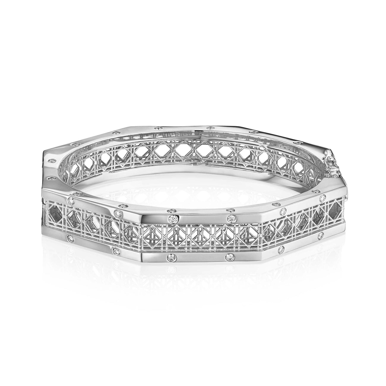 Doudou Bangle Bracelet, 18K White Gold and Diamonds