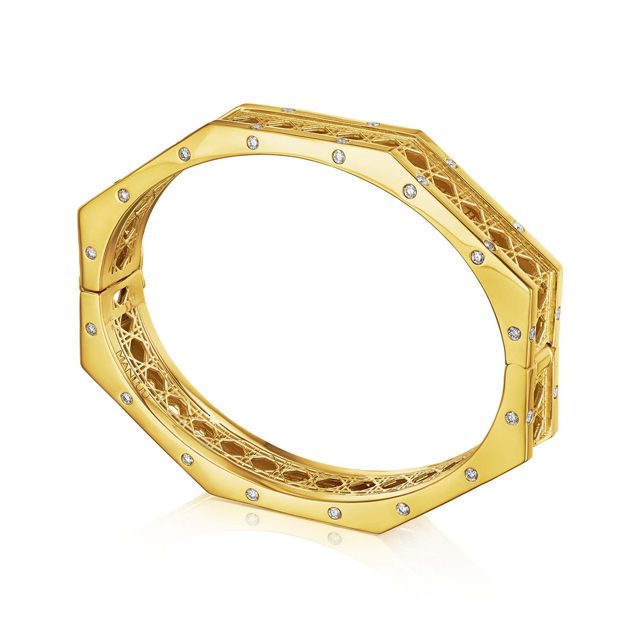 Doudou Bangle Bracelet, 18K Yellow Gold and Diamonds