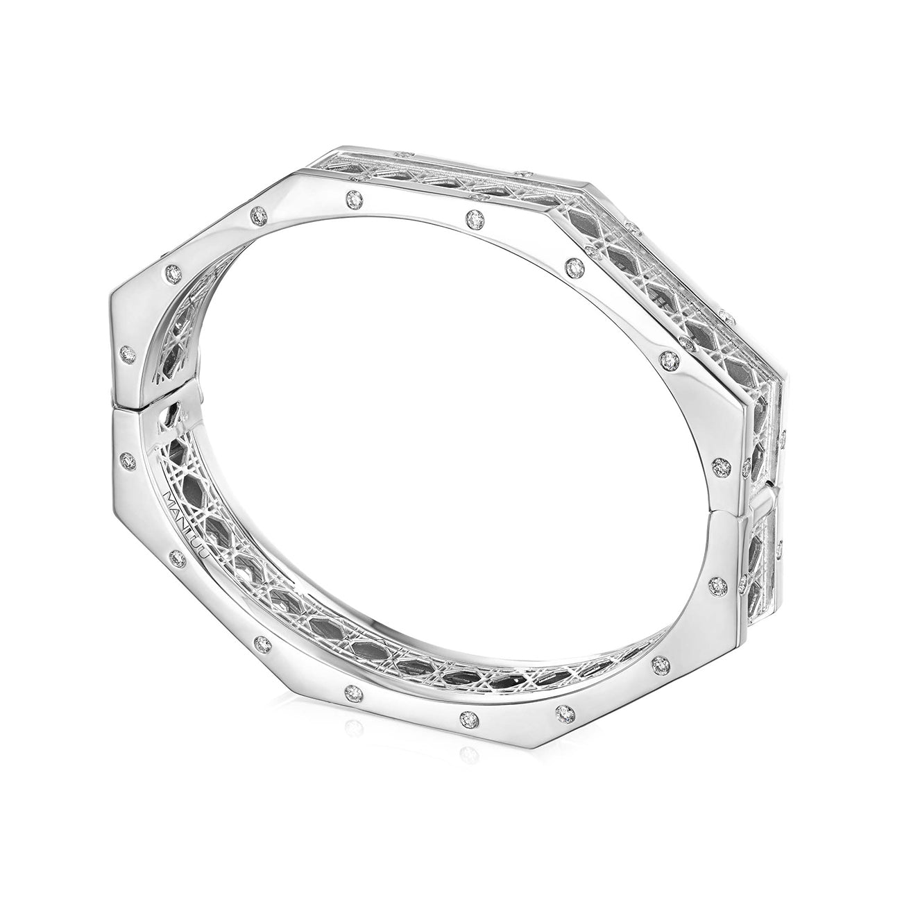 Doudou Bangle Bracelet, 18K White Gold and Diamonds