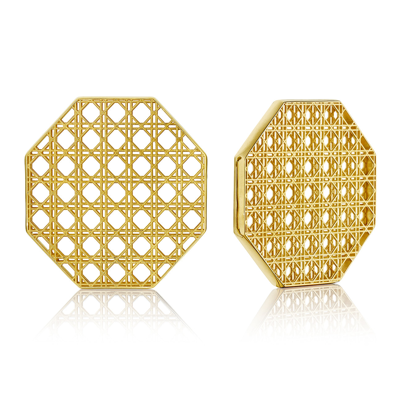 Doudou Octagonal Earrings, 18K Yellow Gold