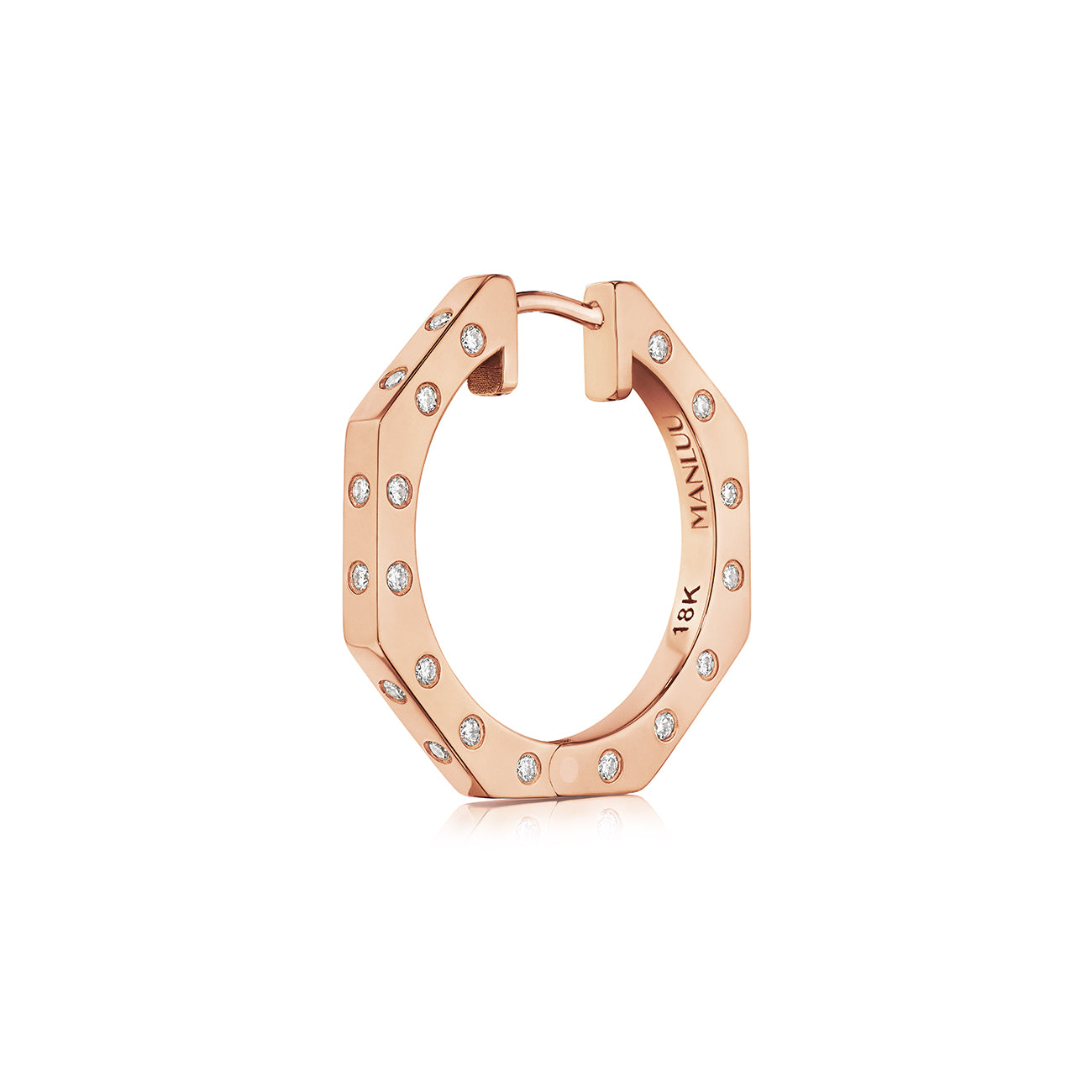 Ti Small Hoop Earrings, 18K Rose Gold and Diamonds