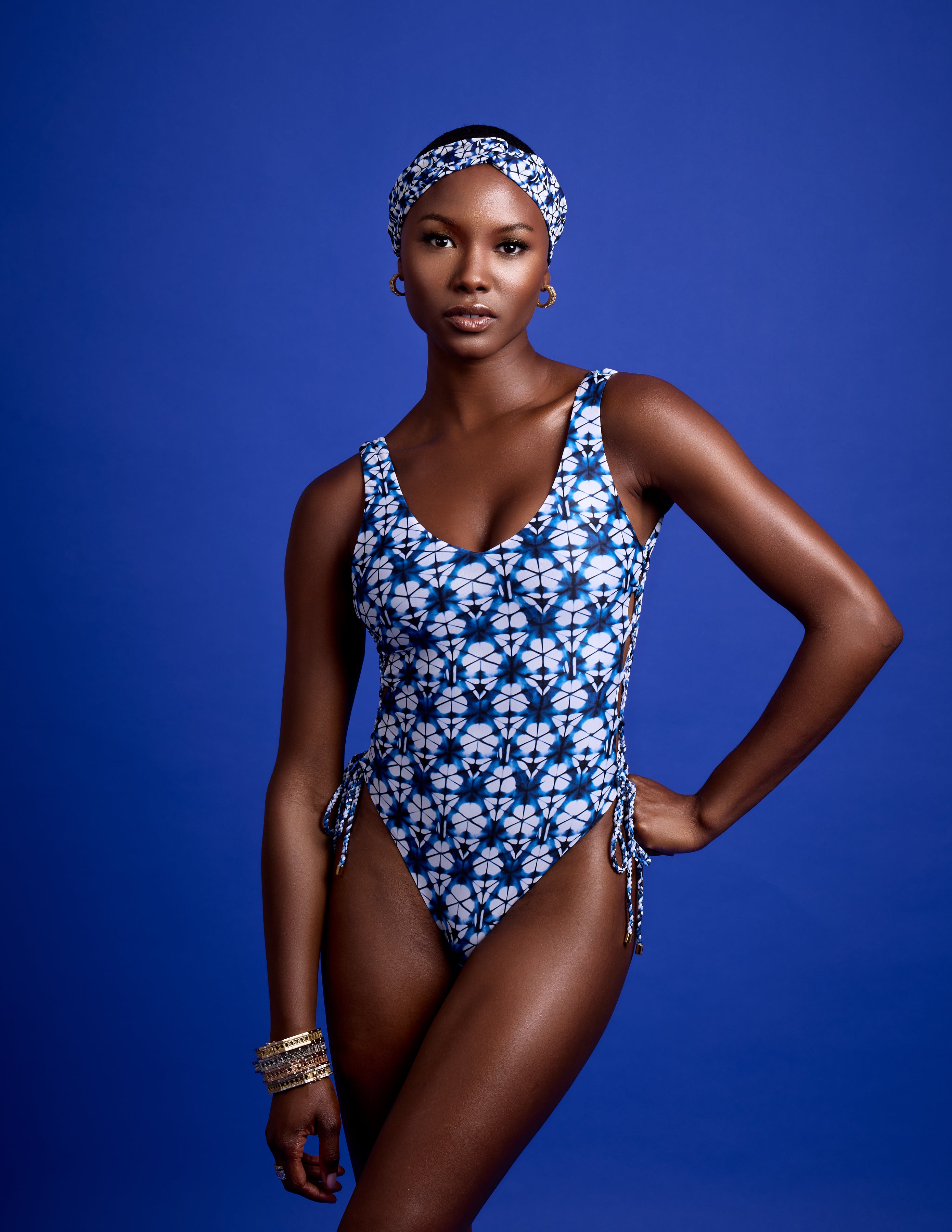 Flamands lace-up one-piece swimsuit