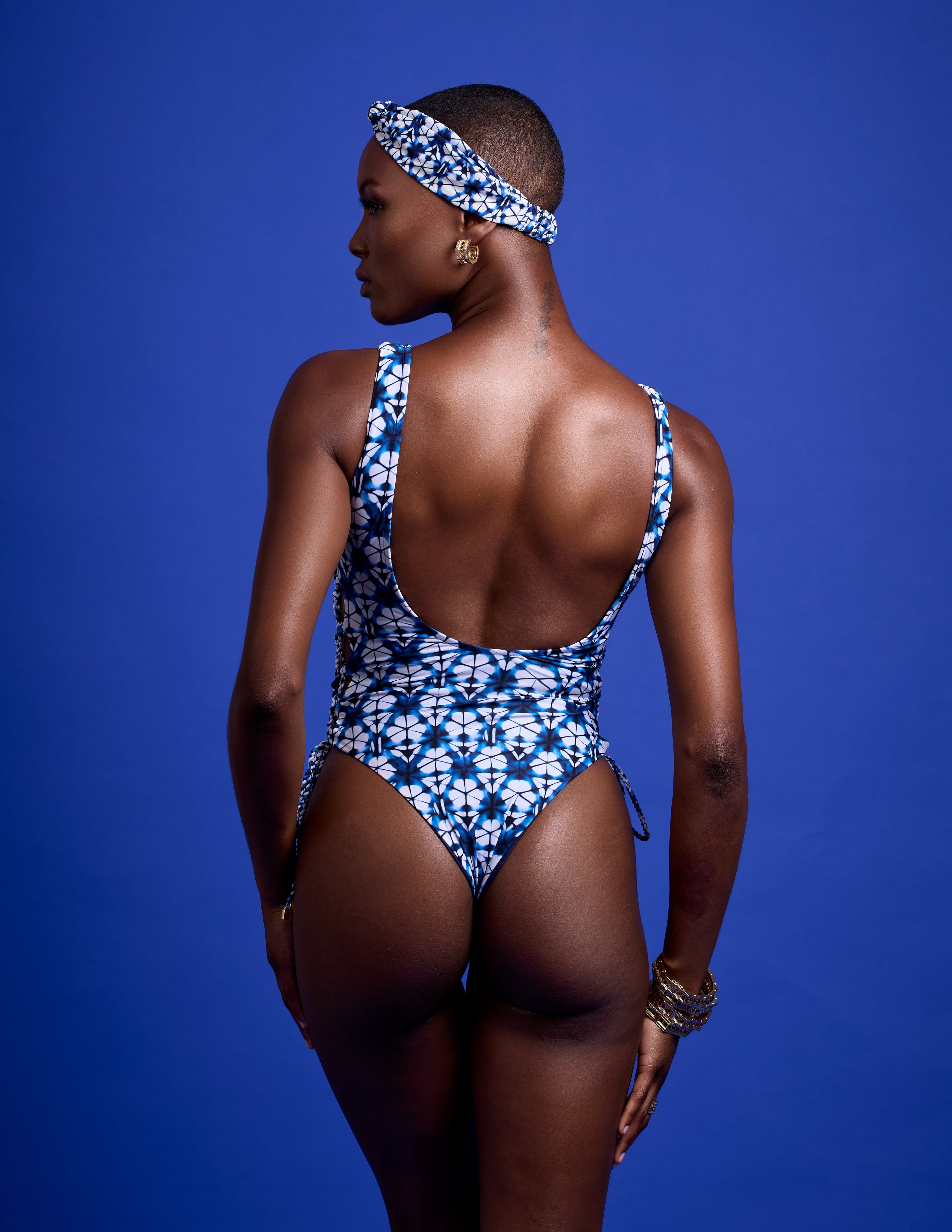 Flamands lace-up one-piece swimsuit