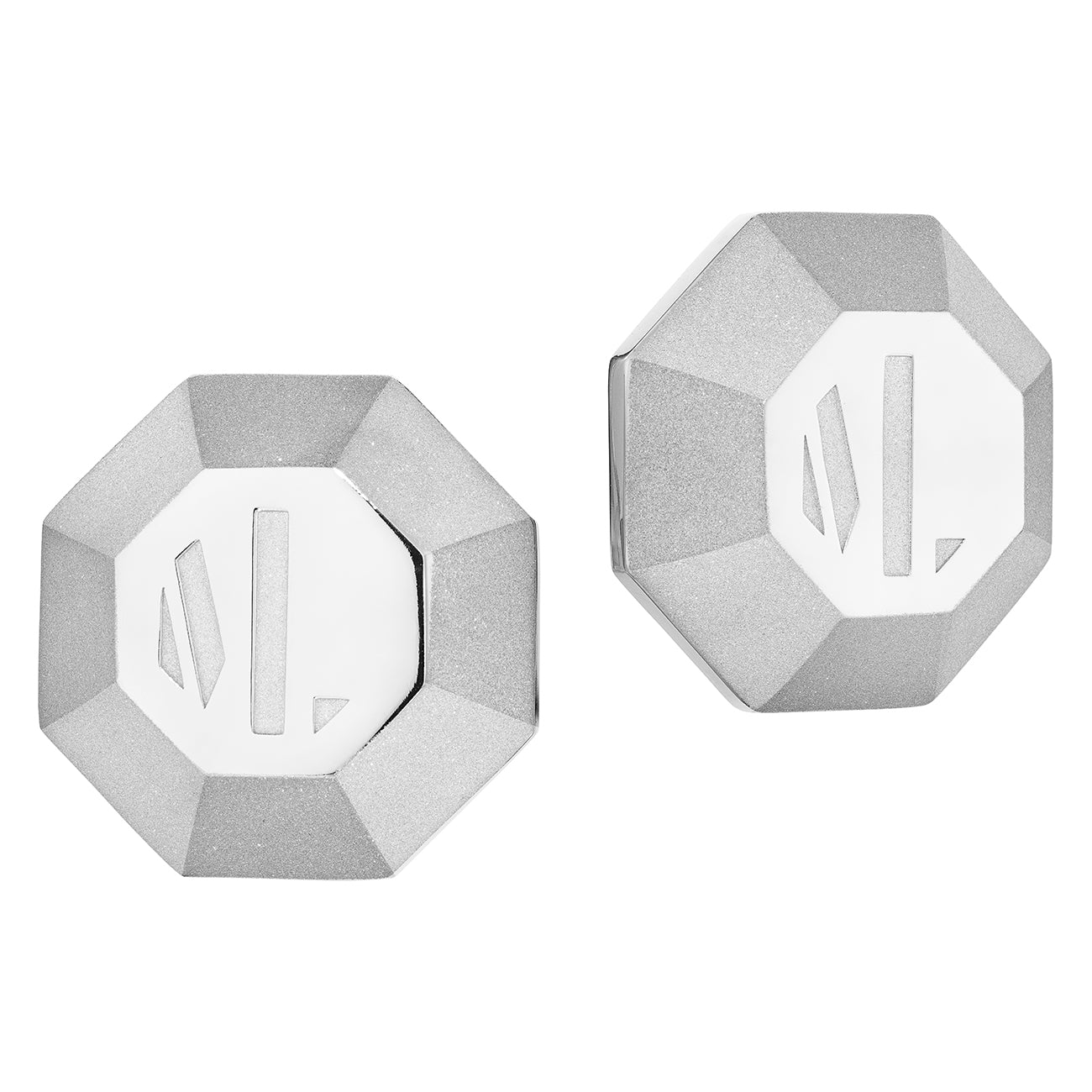 MoAnA LUU ML statement octogonal earrings in silver made in New York City. 