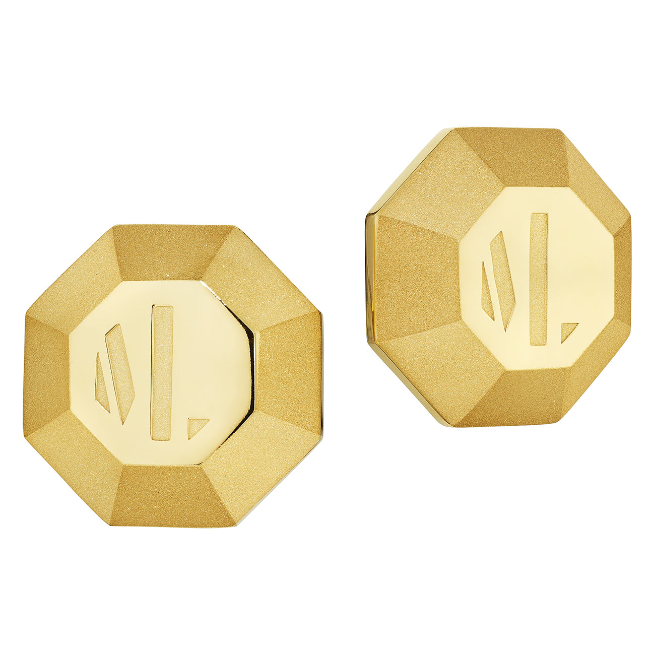 MoAnA LUU ML statement octogonal earrings in vermeil made in New York City. 