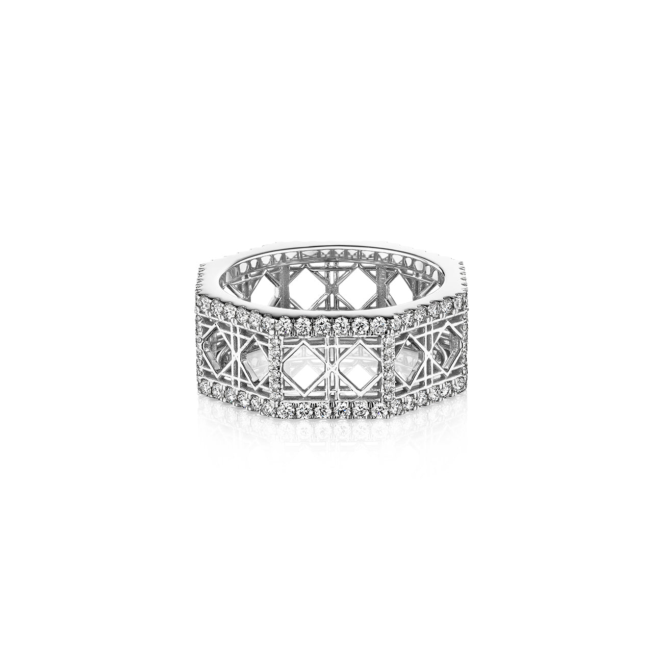 Doudou Band Ring, 18K White Gold and Pavé Diamonds