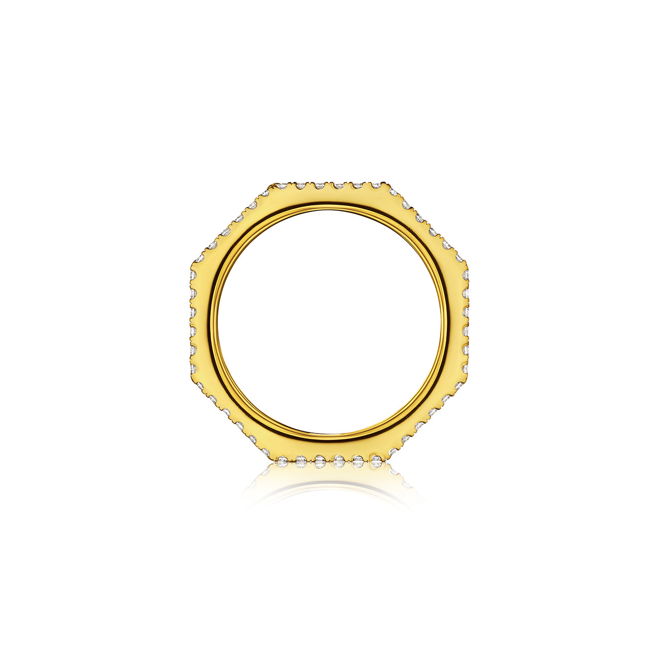 DouDou Band Ring, 18K Yellow Gold, Pavé and Princess Cut Diamonds