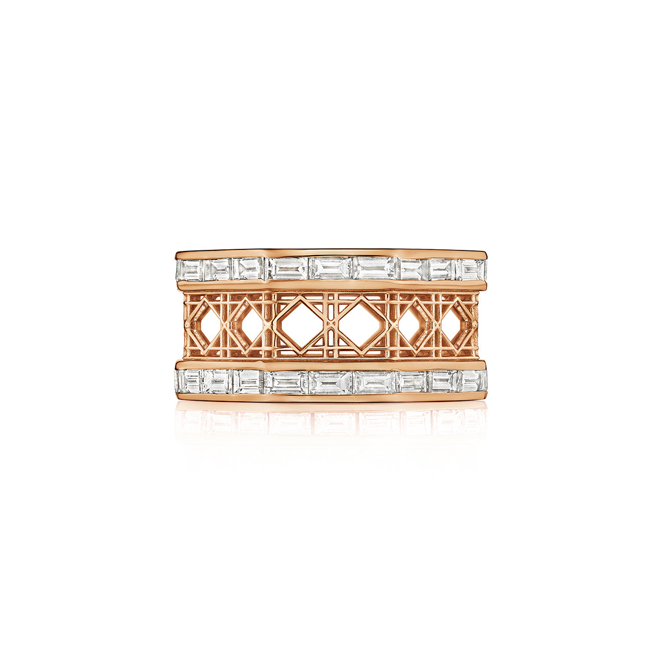 Doudou Wide Eternity Ring, 18K Rose Gold and Baguette Diamonds