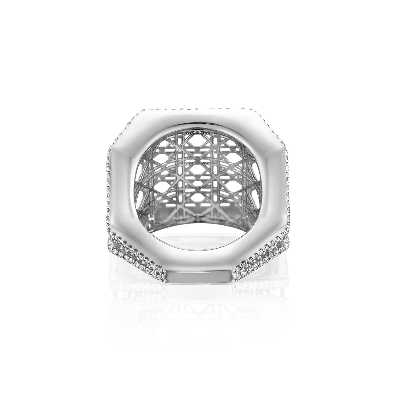 Doudou Wide Ring, 18K White Gold and Pavé Diamonds