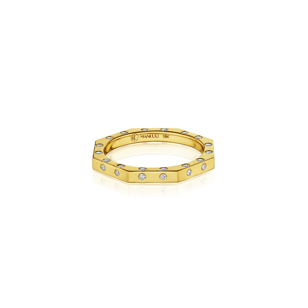 Ti Narrow Ring, 18K Yellow Gold and Diamonds