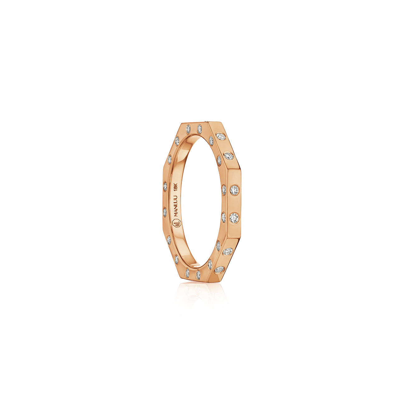 Ti Narrow Ring, 18K Rose Gold and Diamonds