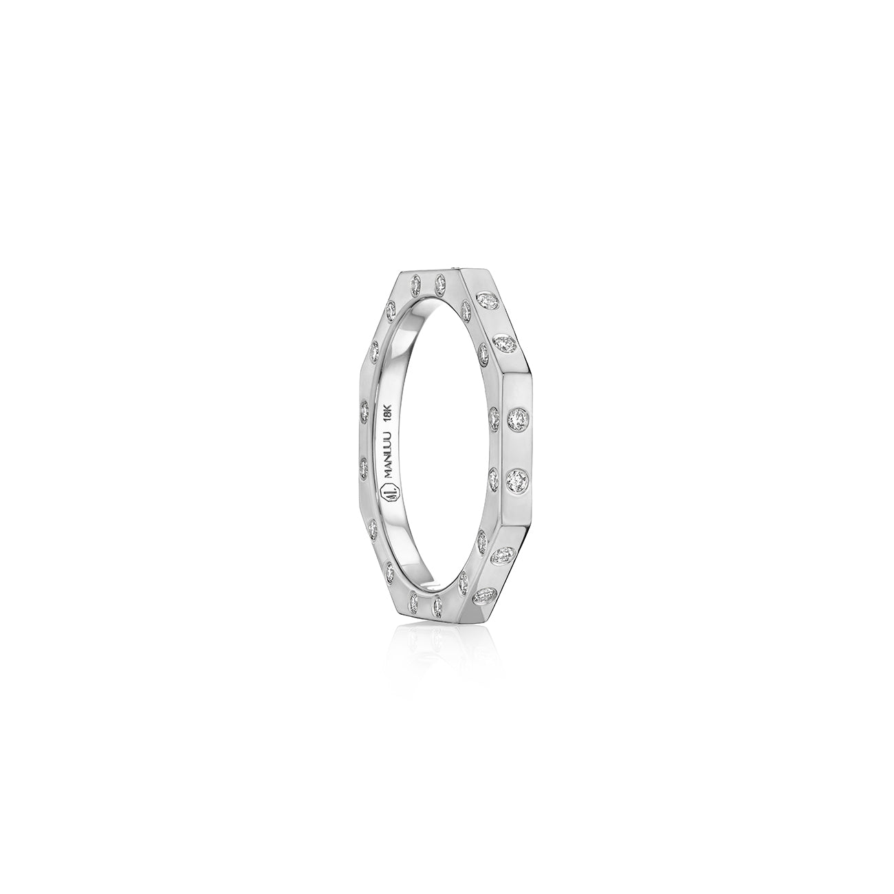 Ti Narrow Ring, 18K White Gold and Diamonds