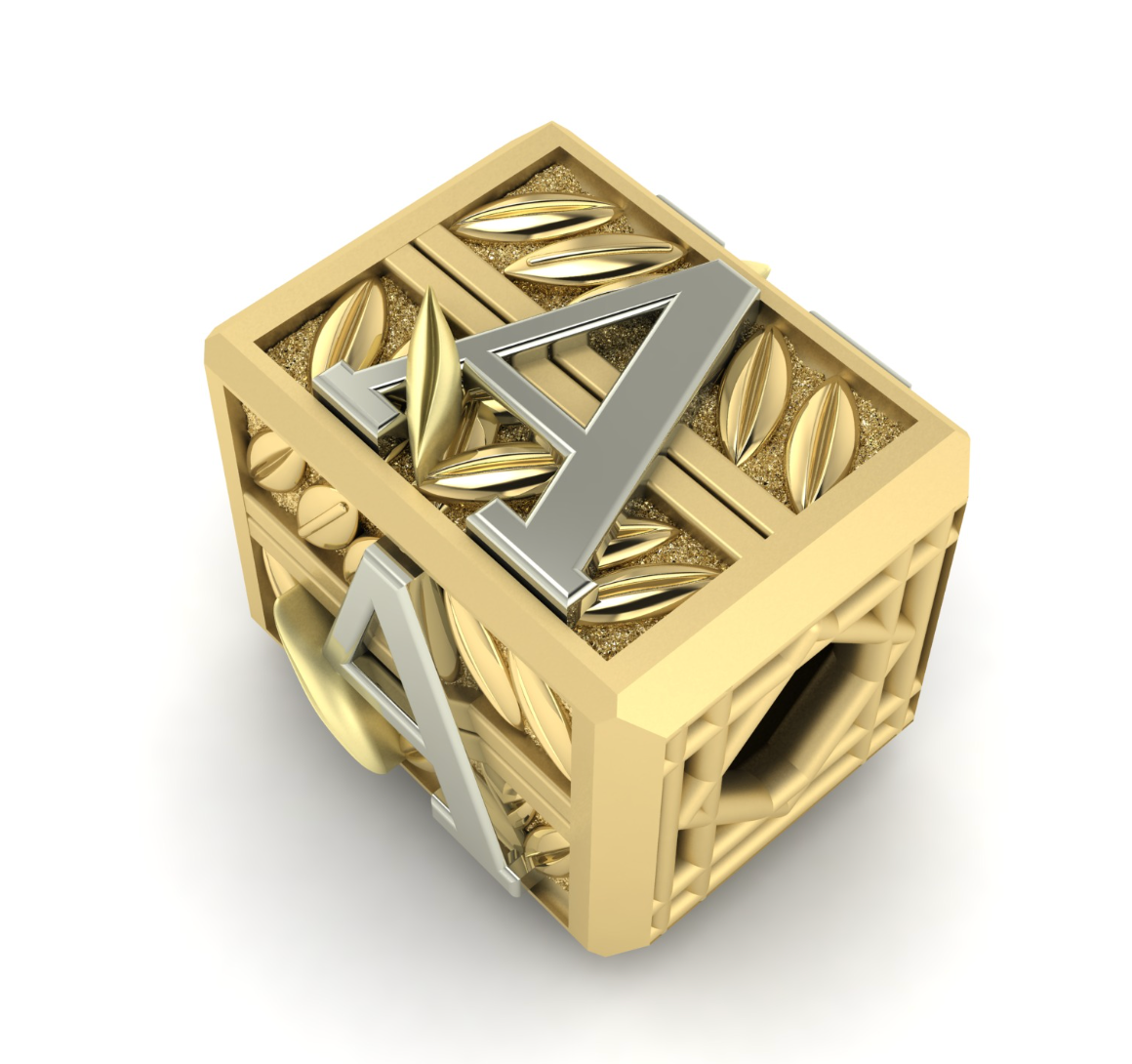 Foyal Initial bead, 18K Yellow Gold on woven chain