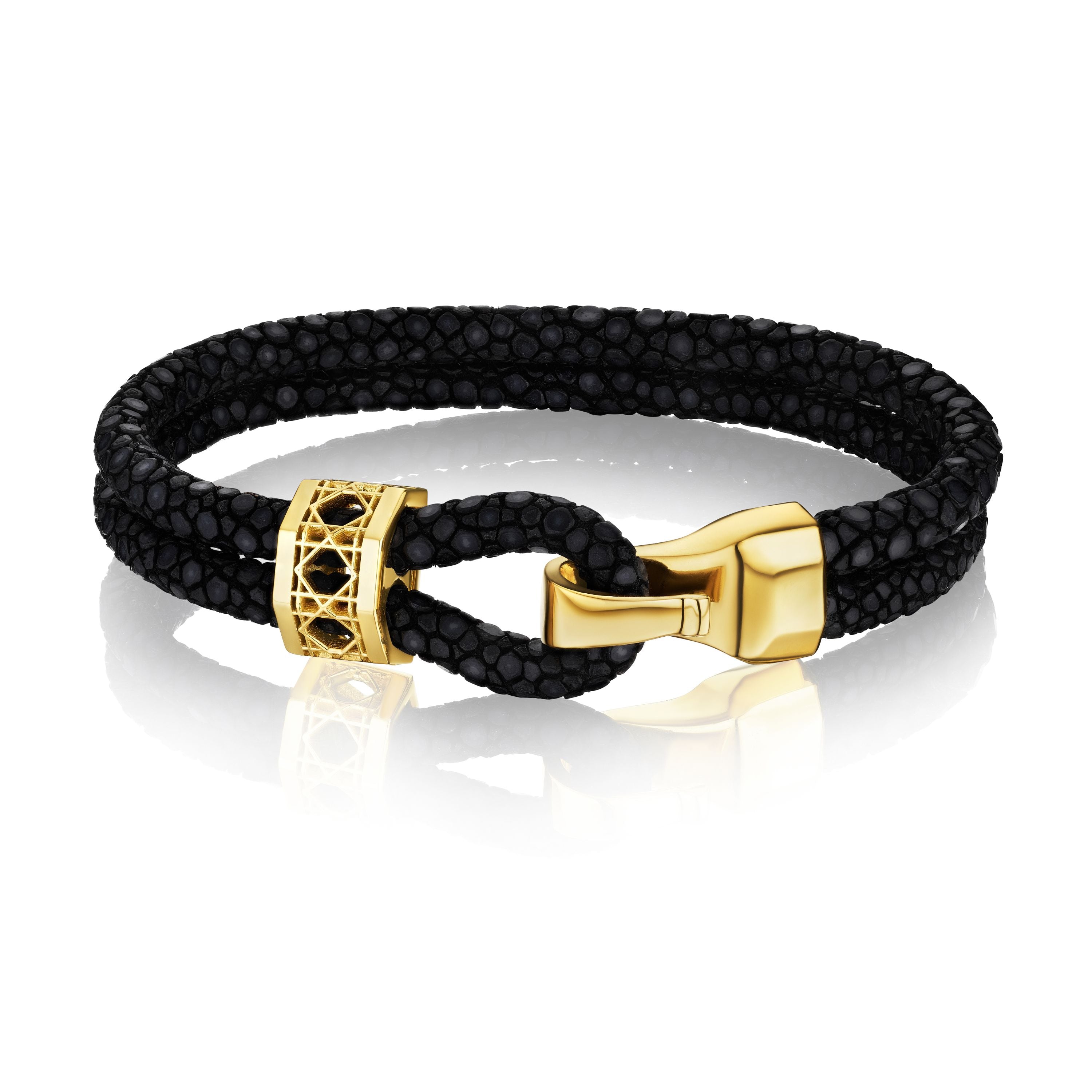 Doudou Abyss bracelet, 18K Yellow Gold on stingray leather