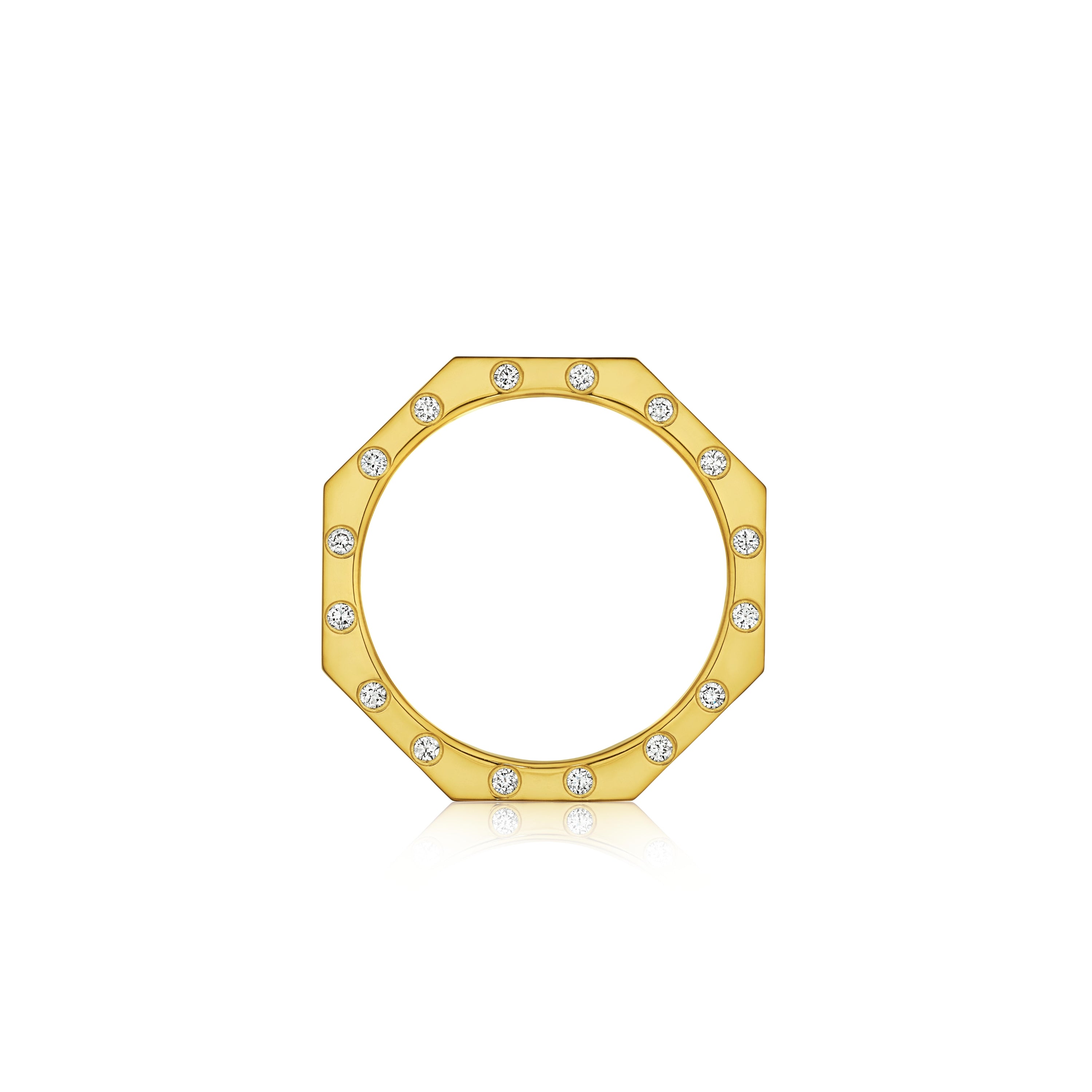 Doudou Wide Band Ring, 18K Yellow Gold and Ti Diamonds