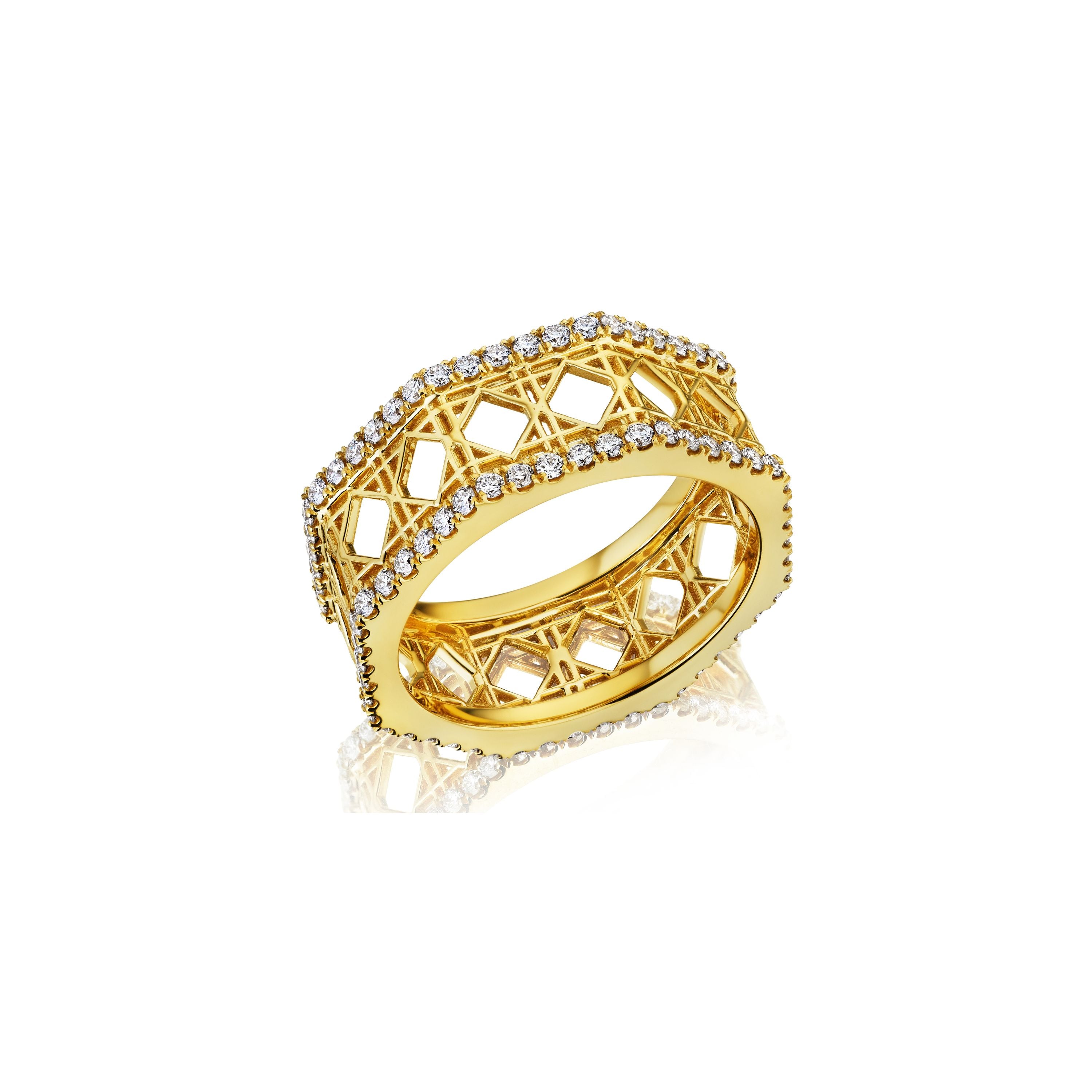 Doudou Band Ring, 18K Yellow Gold and Pavé Diamonds