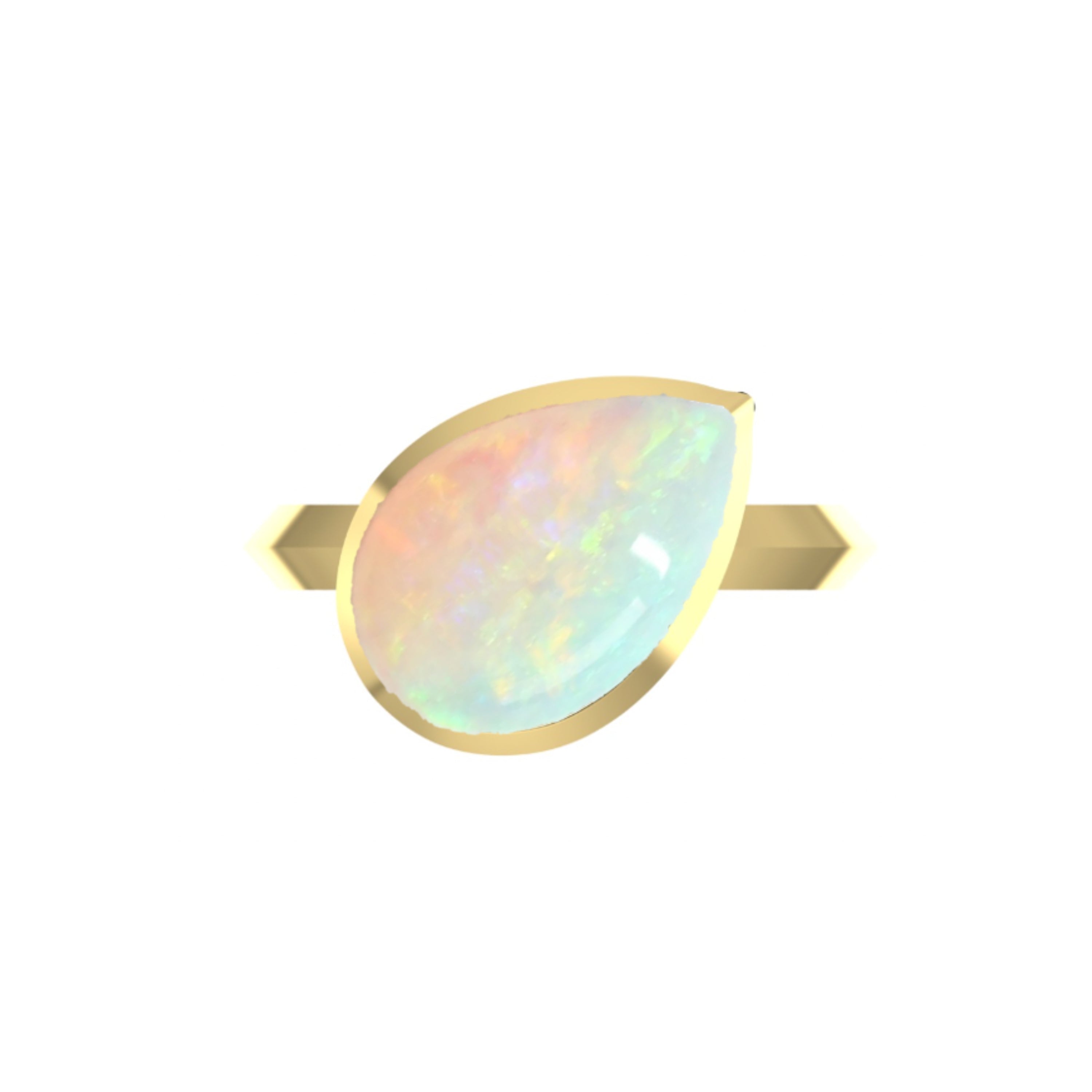 Dlo Pear Shape Pinky Ring, 18K Yellow Gold and London Blue Topaz