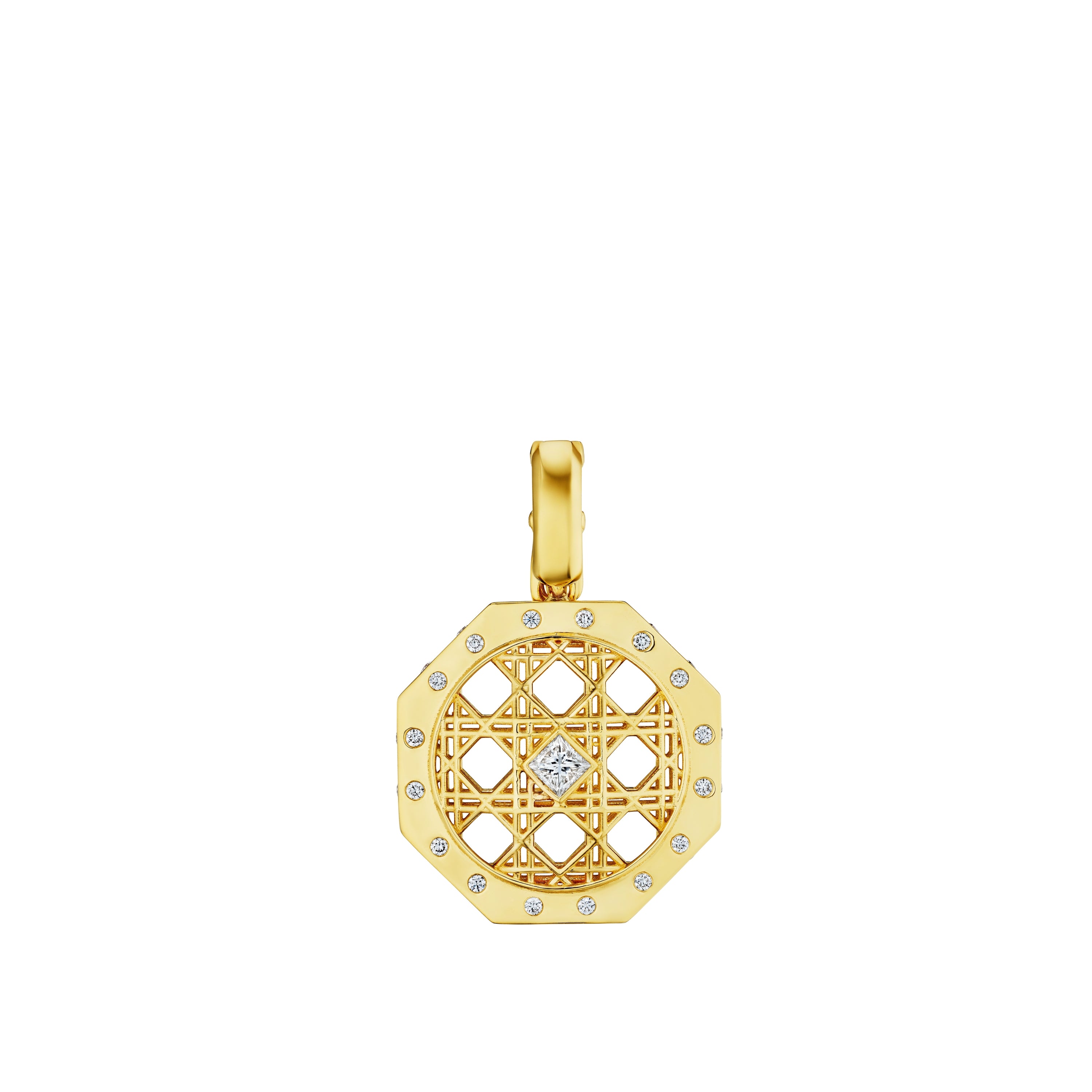 Doudou Pendant, 18K yellow gold, Ti Diamonds and Princess cut