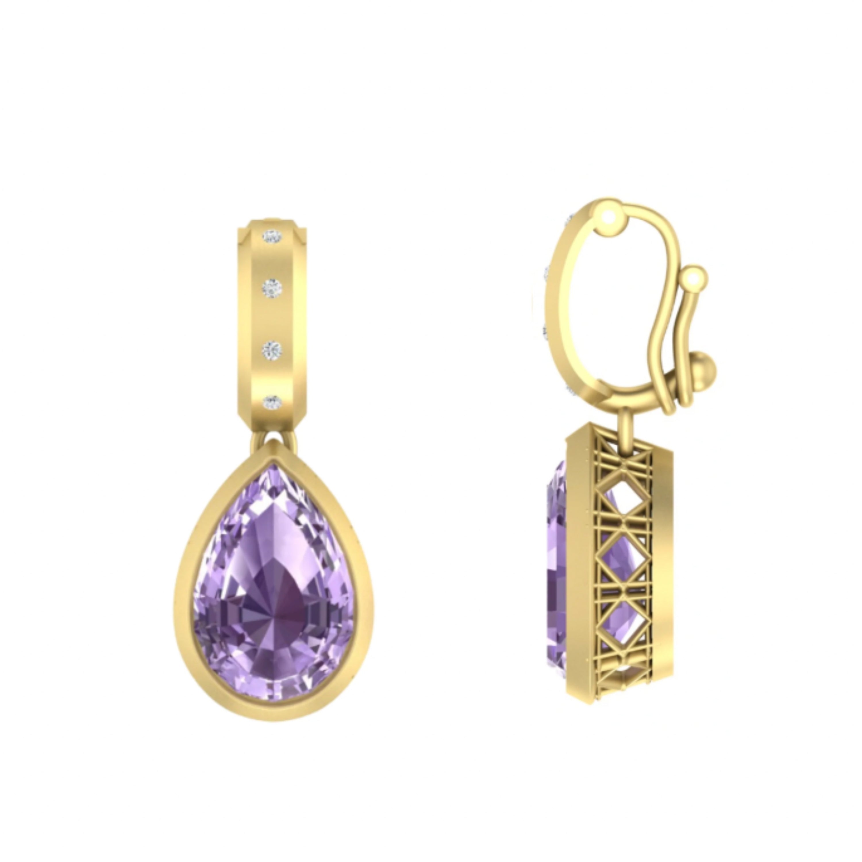 Dlo Pear Shape charm, 18K Yellow Gold, Amethyst and Ti Diamonds