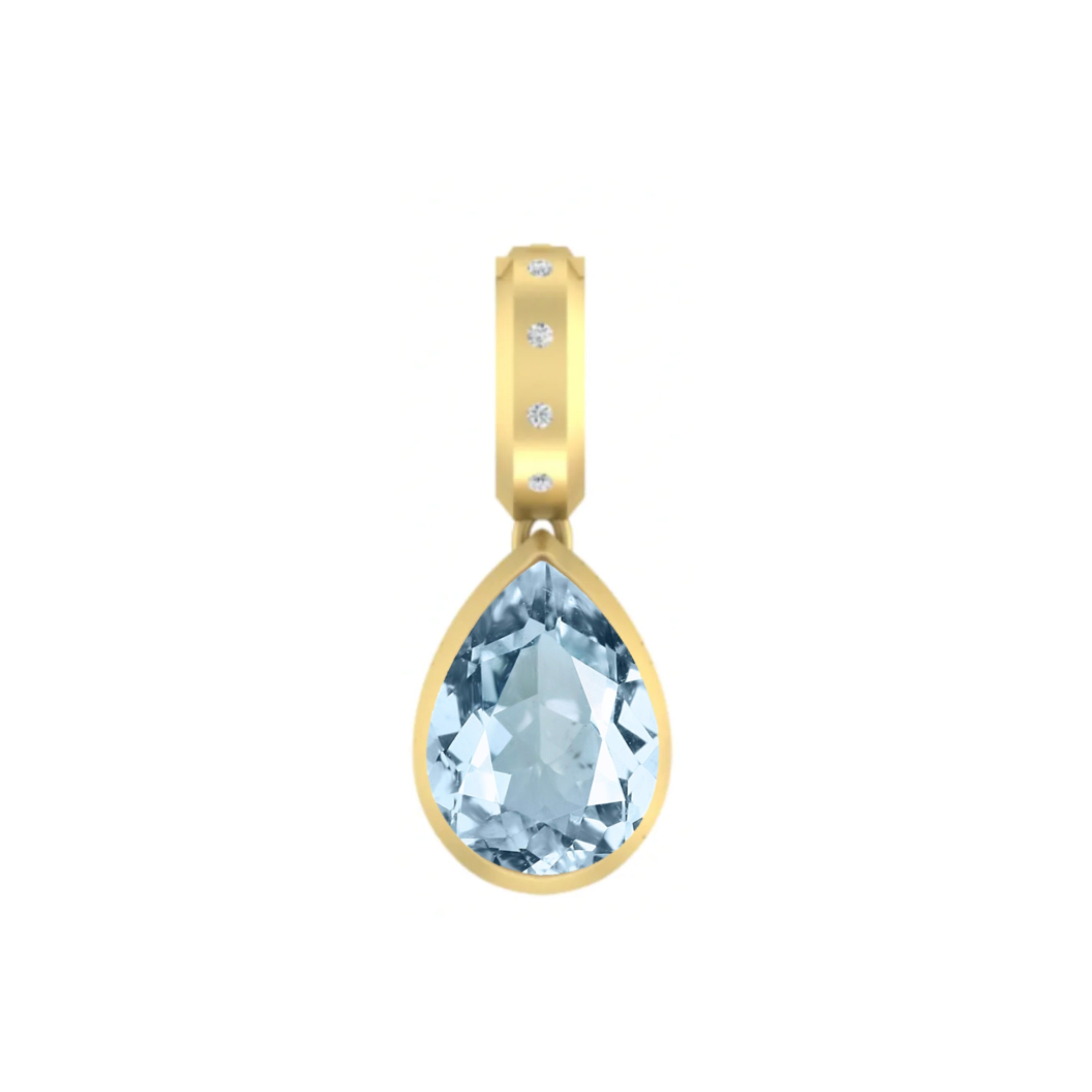 Dlo Pear Shape charm, 18K Yellow Gold, Aquamarine and Ti Diamonds