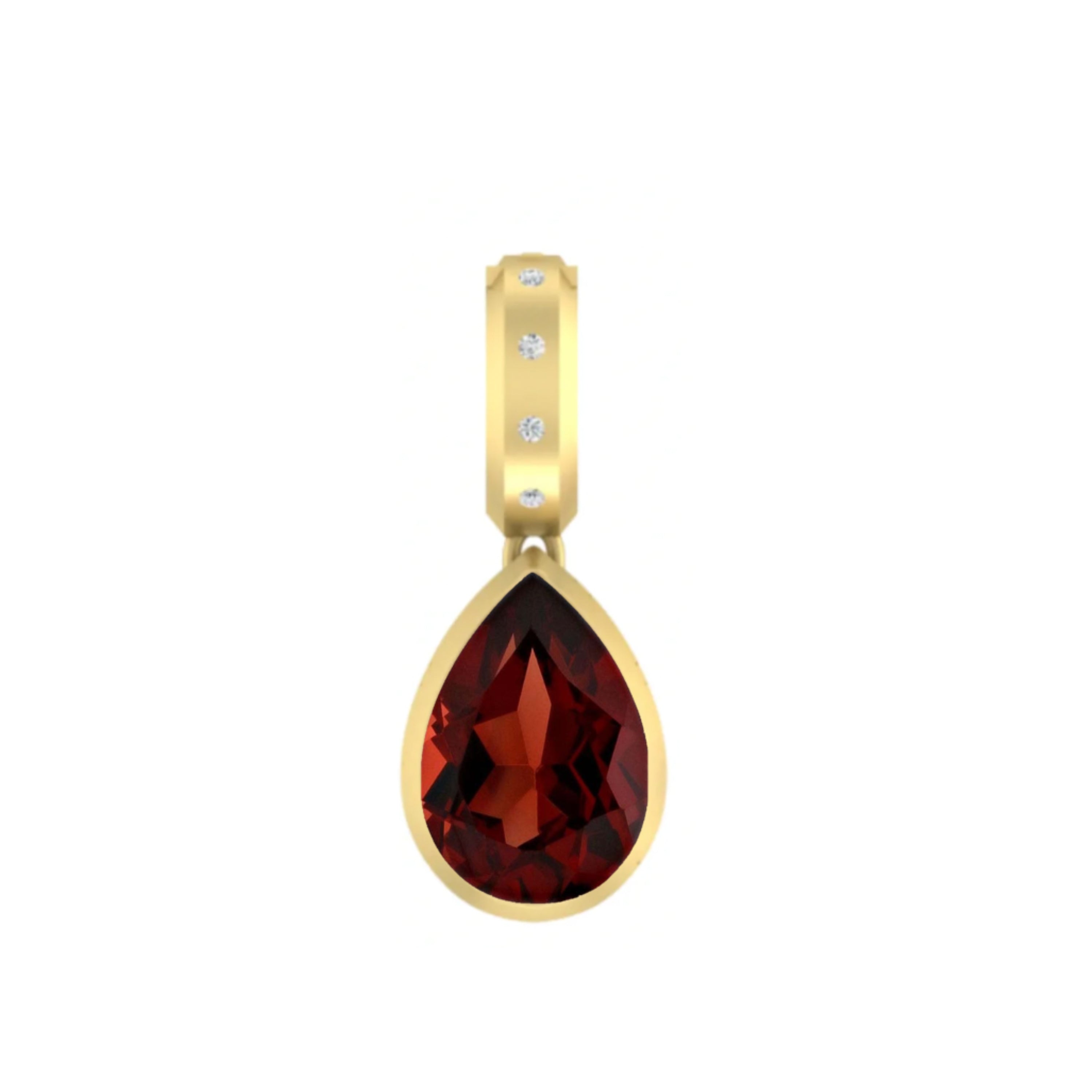 Dlo Pear Shape charm, 18K Yellow Gold, Garnet and Ti Diamonds