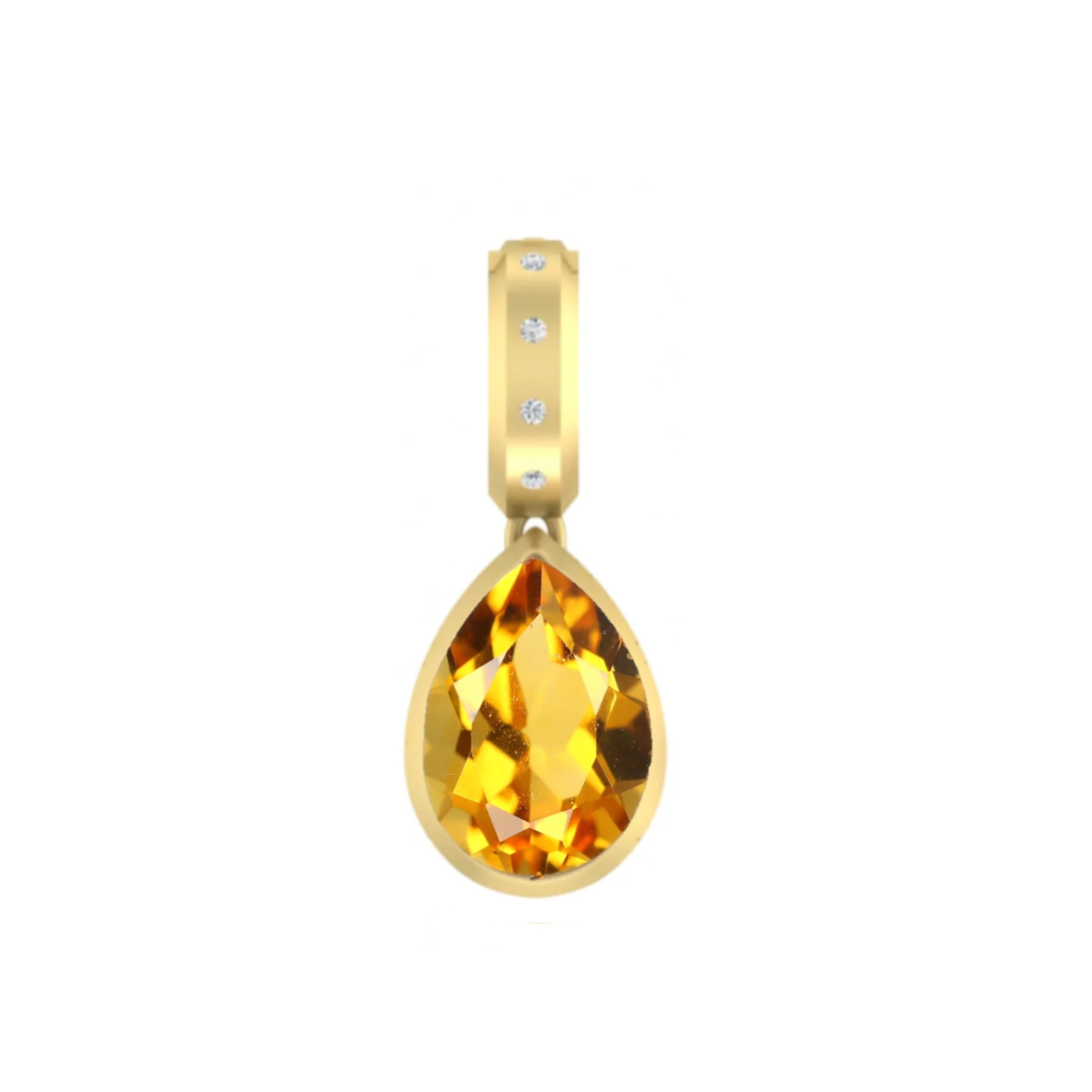 Dlo Pear Shape charm, 18K Yellow Gold, Citrine and Ti Diamonds