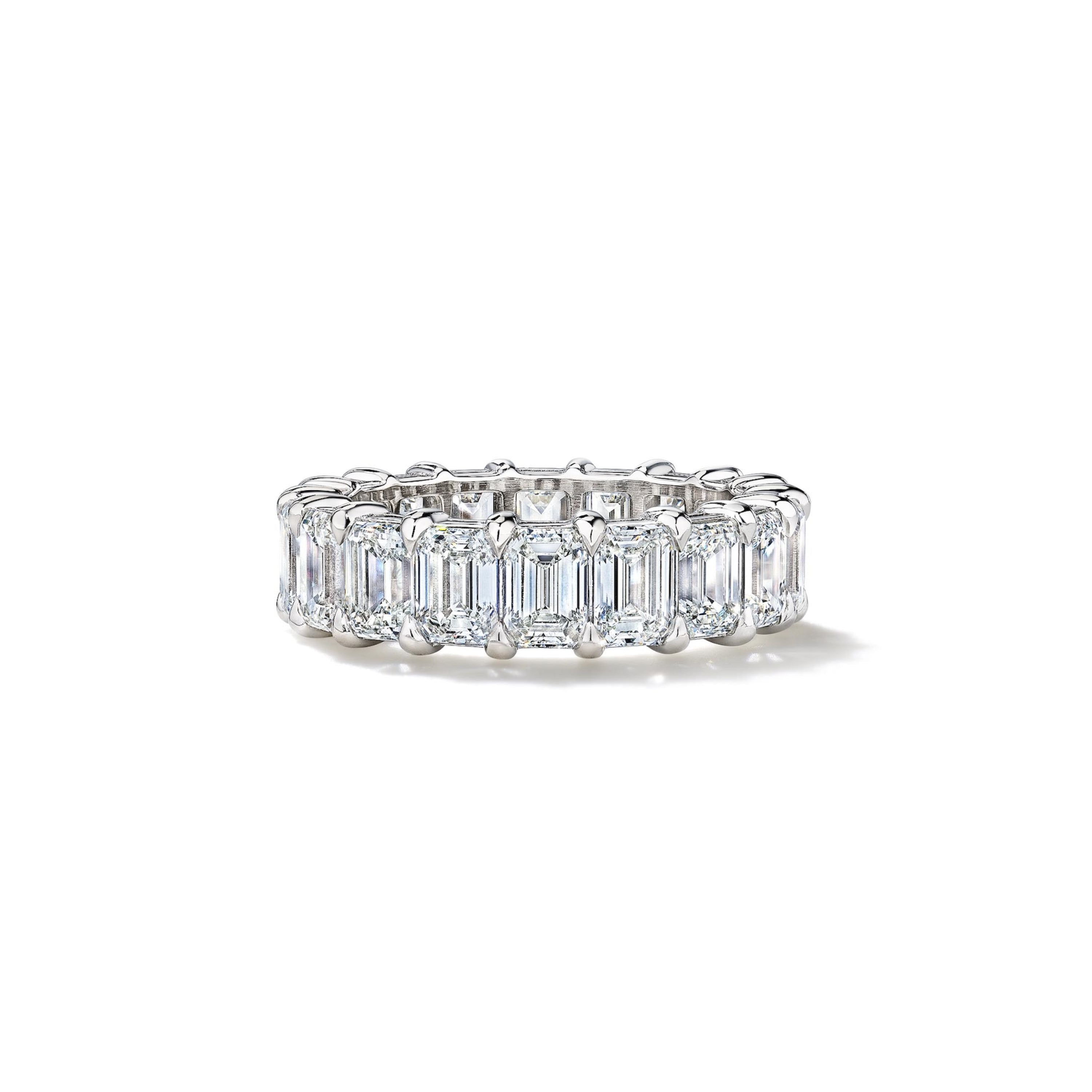 MoAnA LUU emerald cut diamond eternity band in 18K white gold.