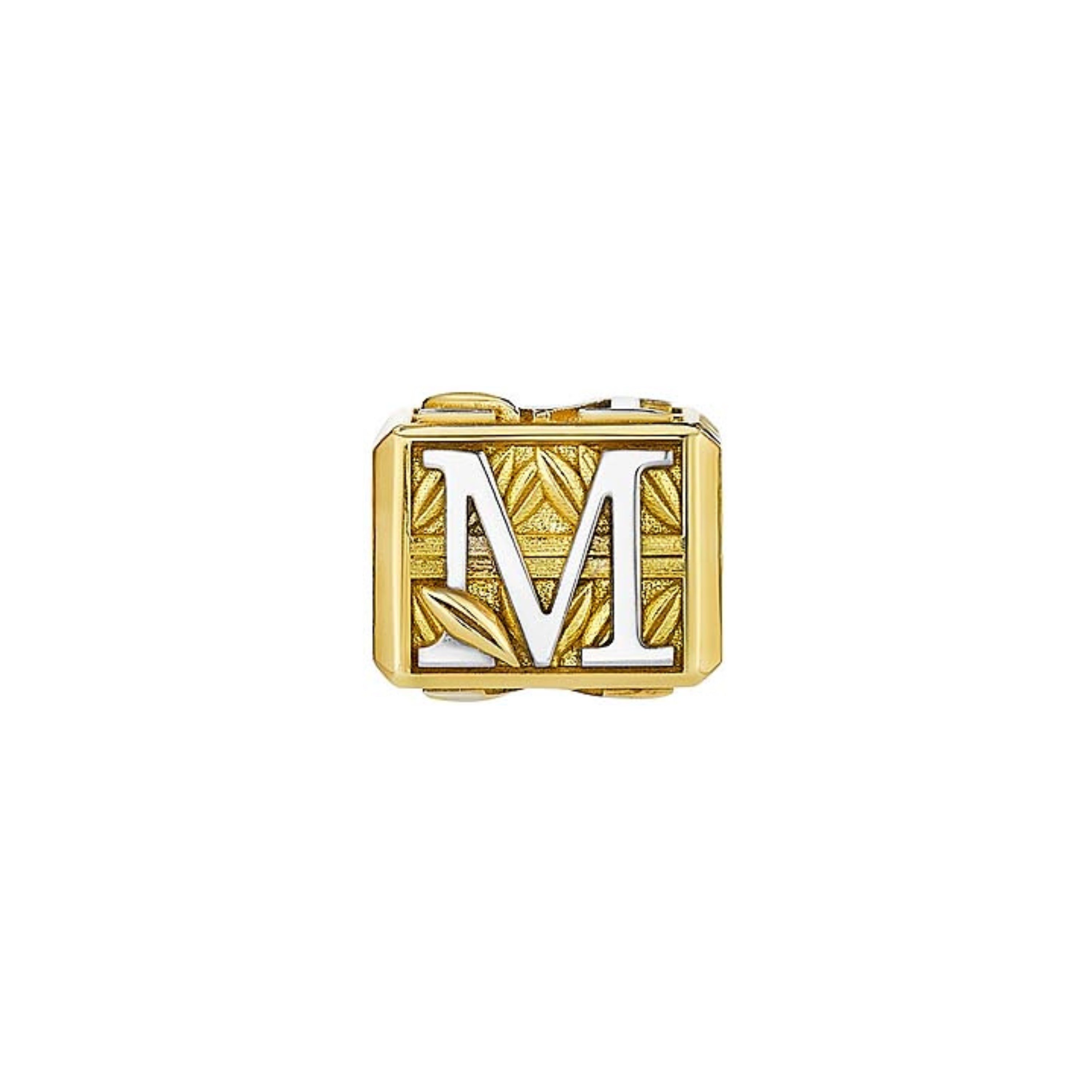 MoAnA LUU Foyal bead  in 18K yellow gold, featuring letter “M” inspired by Creole architectural design.