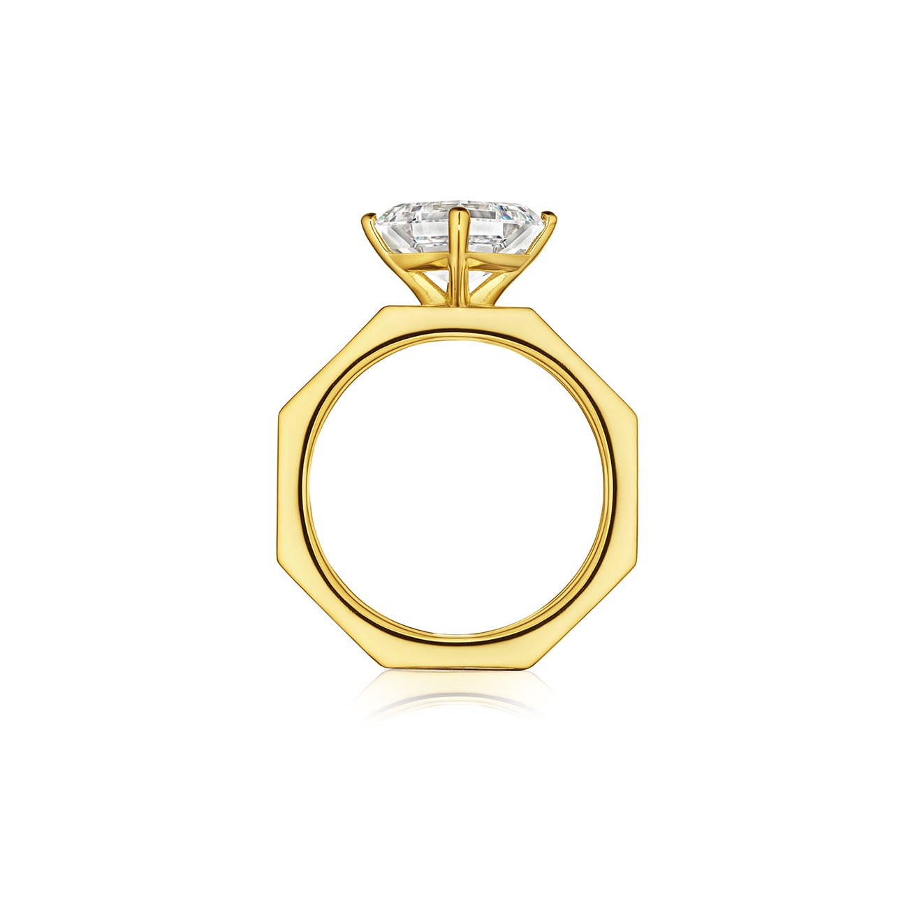 MoAnA LUU Ti engagement ring in 18K yellow gold, featuring an octagonal shape.
