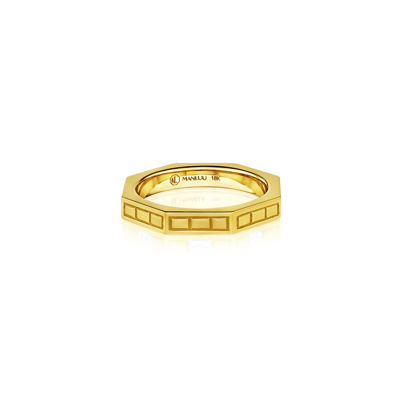 MoAnA LUU Ti band ring in 18K yellow gold, featuring clean architectural lines.