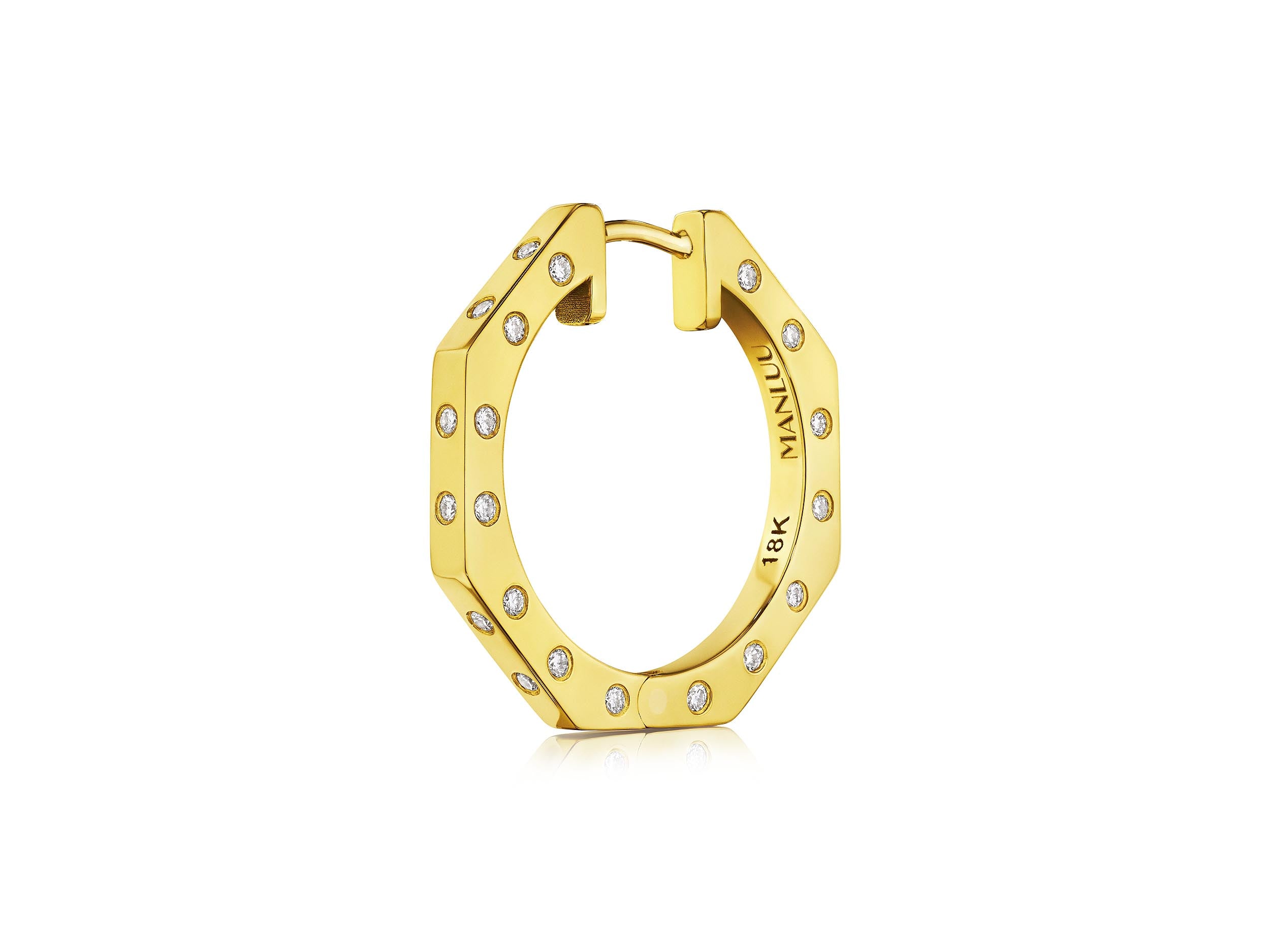 Ti Small Hoop Earrings, 18K Yellow Gold and Diamonds