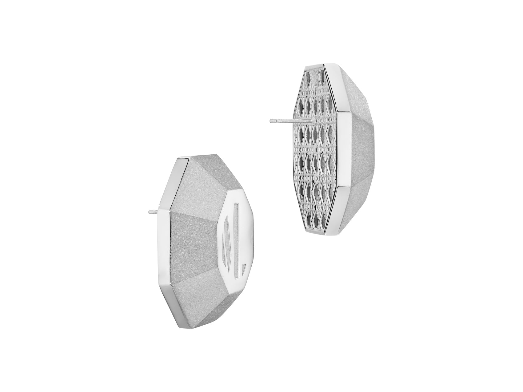 MoAnA LUU ML statement octogonal earrings in silver made in New York City. 