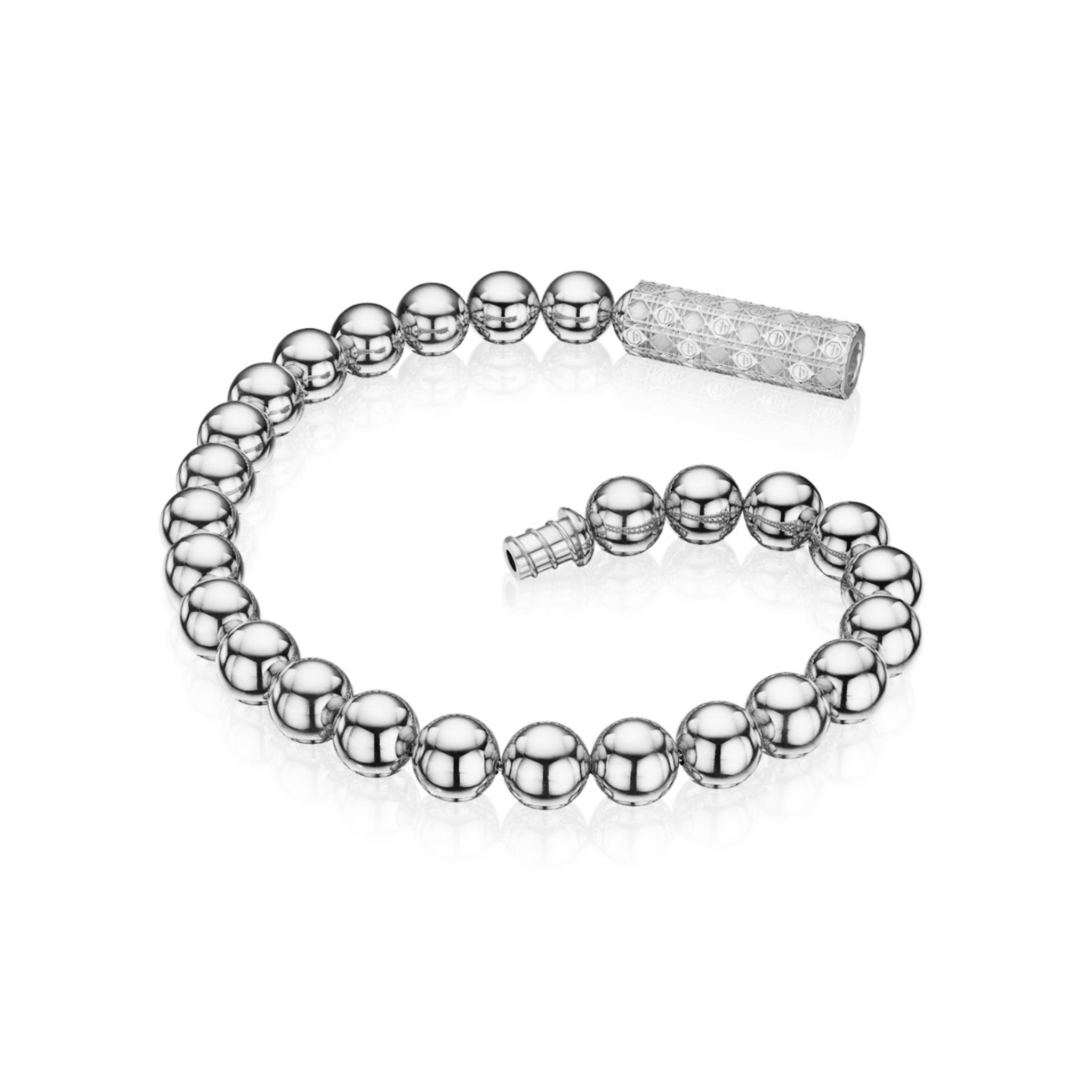 MoAnA LUU Beads necklace with barrel lock in silver, inspired by Creole jewelry. 