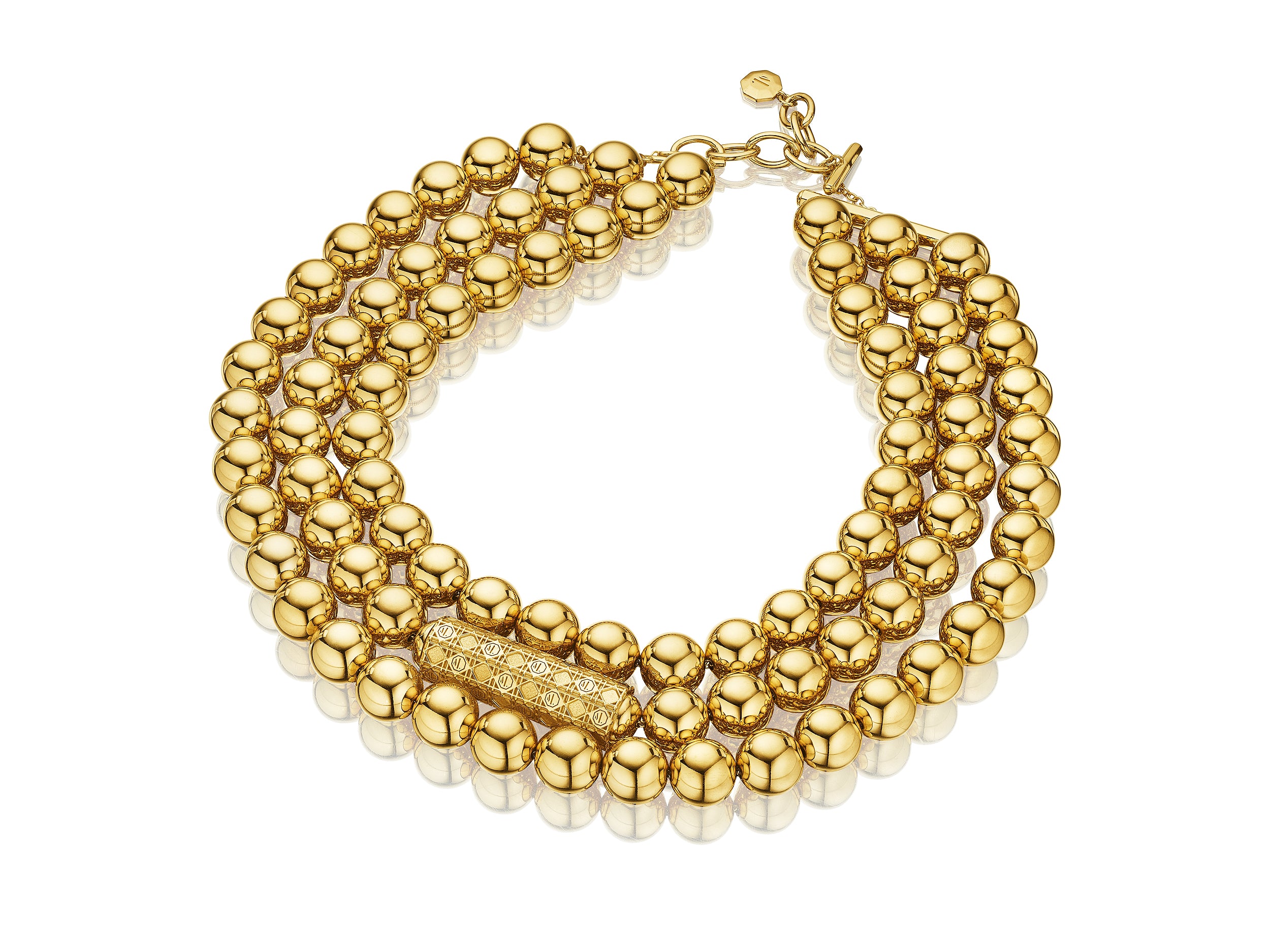 MoAnA LUU Beads necklace with barrel lock in vermeil,  inspired by Creole jewelry. 