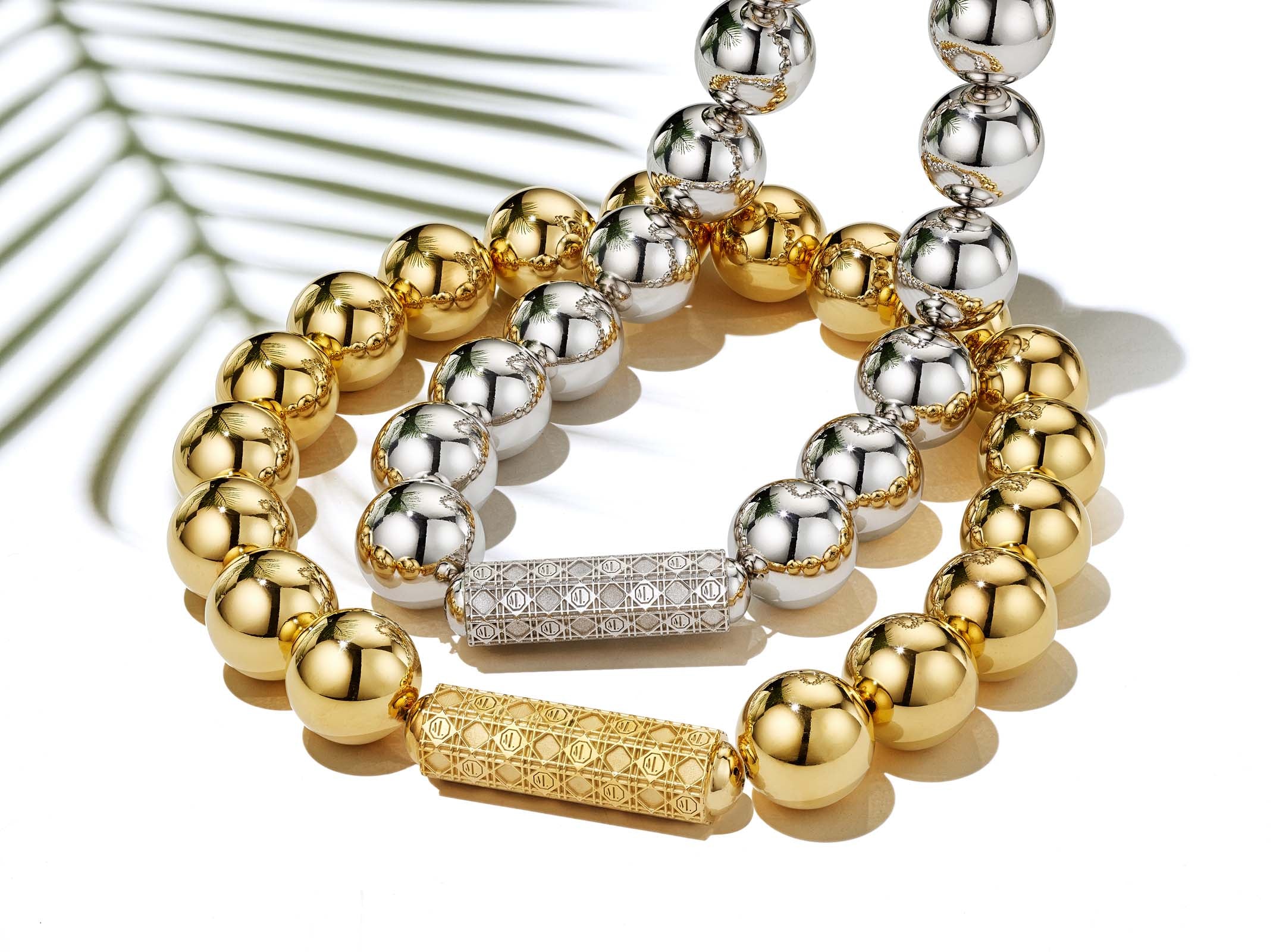 MoAnA LUU Maxi Beads necklaces with barrel lock in vermeil and silver,  inspired by Creole jewelry. 